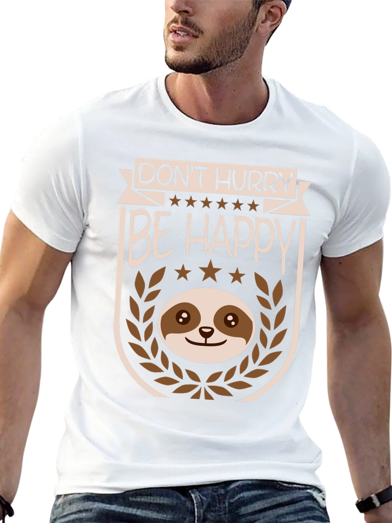 Dont Hurry Be Happy Sloth Graphic T-Shirt