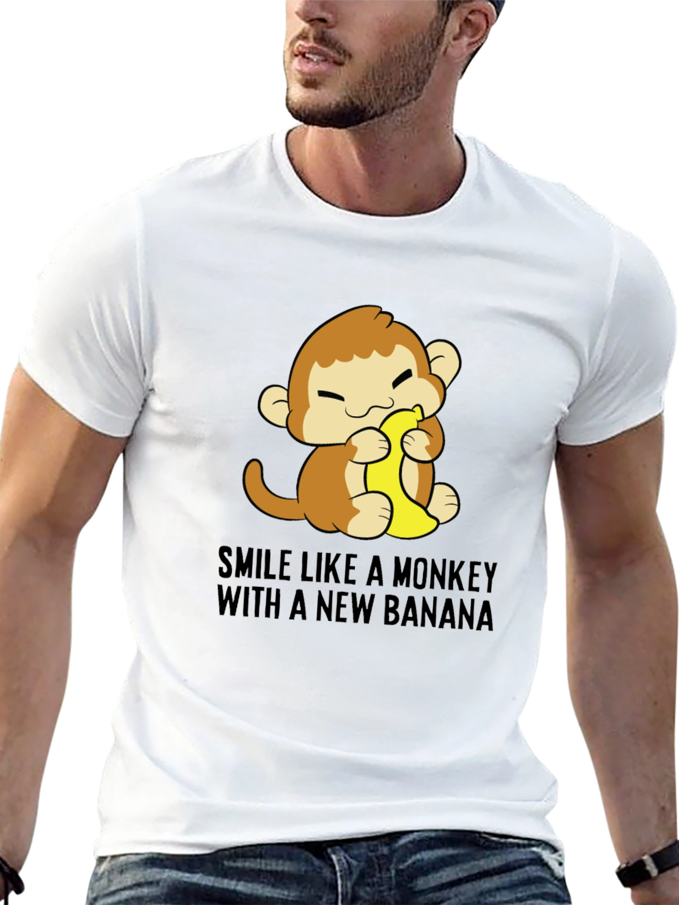 Monkey Banana Graphic T-Shirt - Unisex Crew Neck