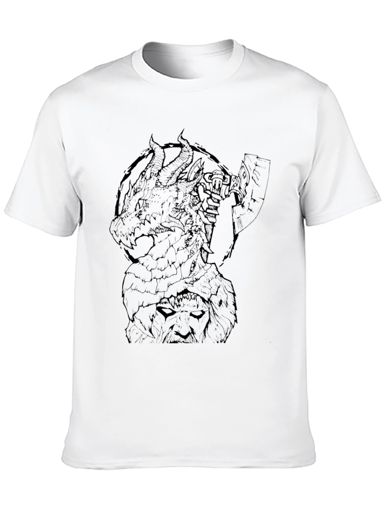 Dragon & Warrior Graphic Tee - Black