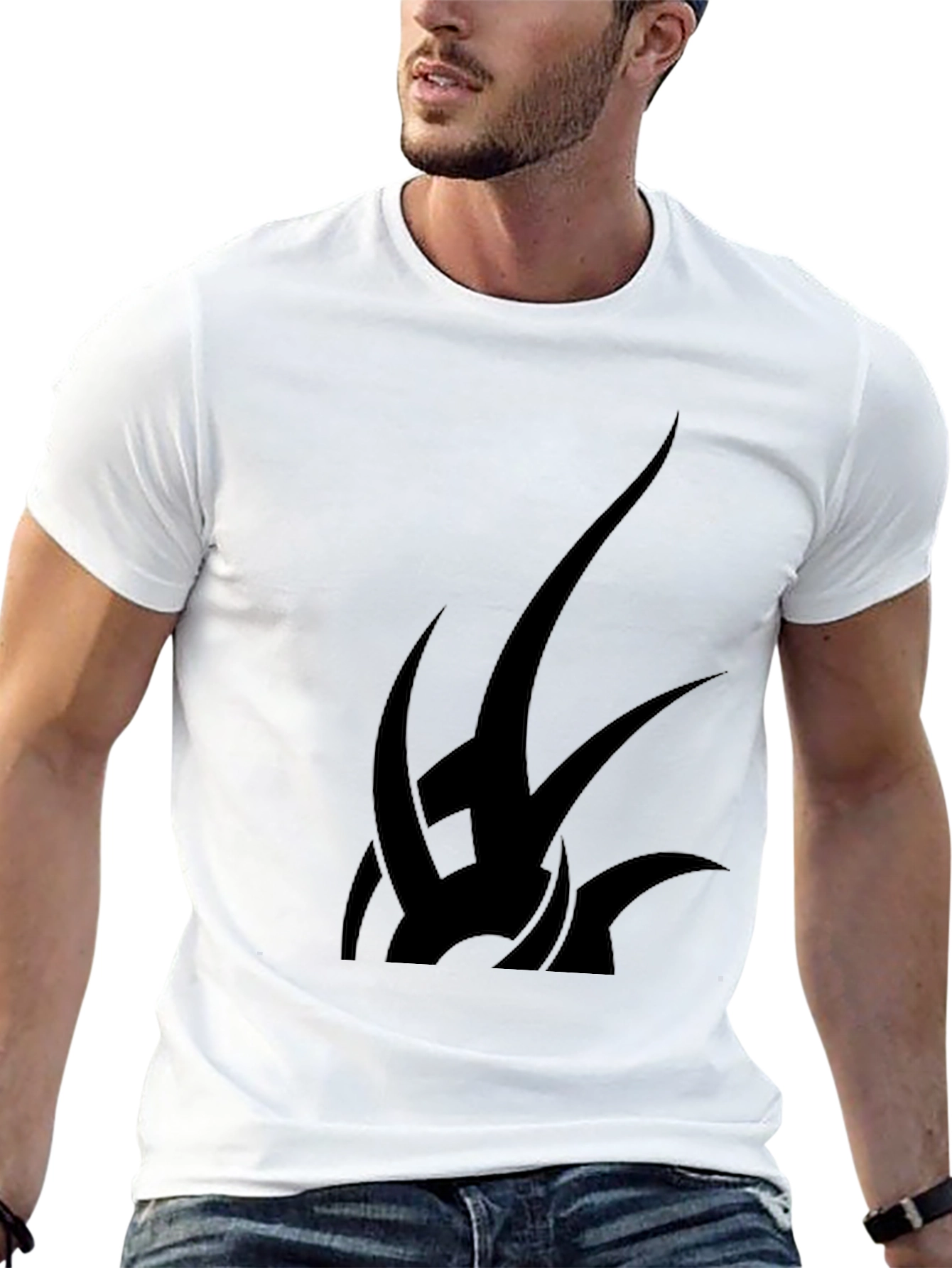 Black T-Shirt with Abstract Tribal Design