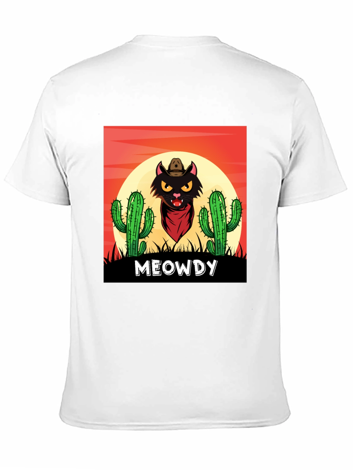 Meowdy Black Cat Cowboy Graphic T-Shirt