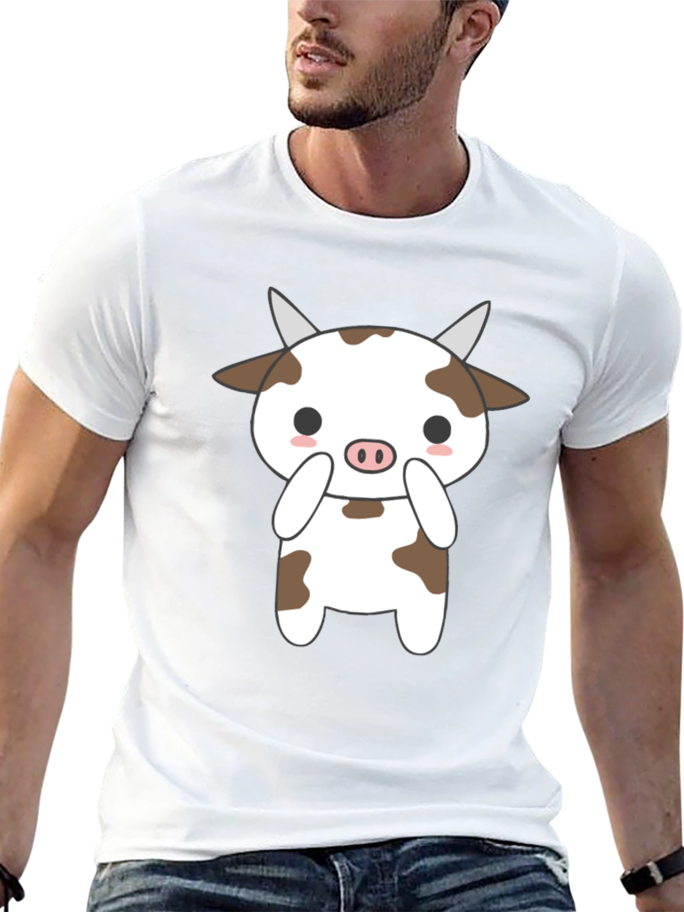 Cute Cow Graphic Black T-Shirt