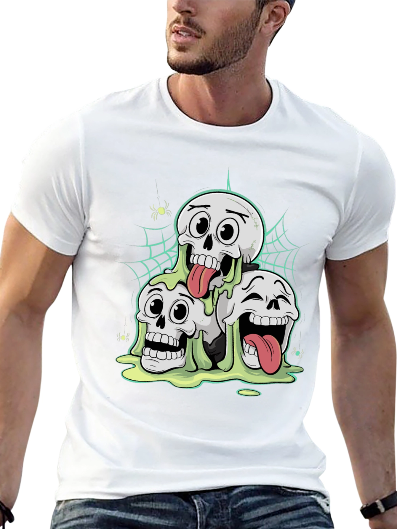 Skull Pile Graphic T-Shirt - Spooky Fun!
