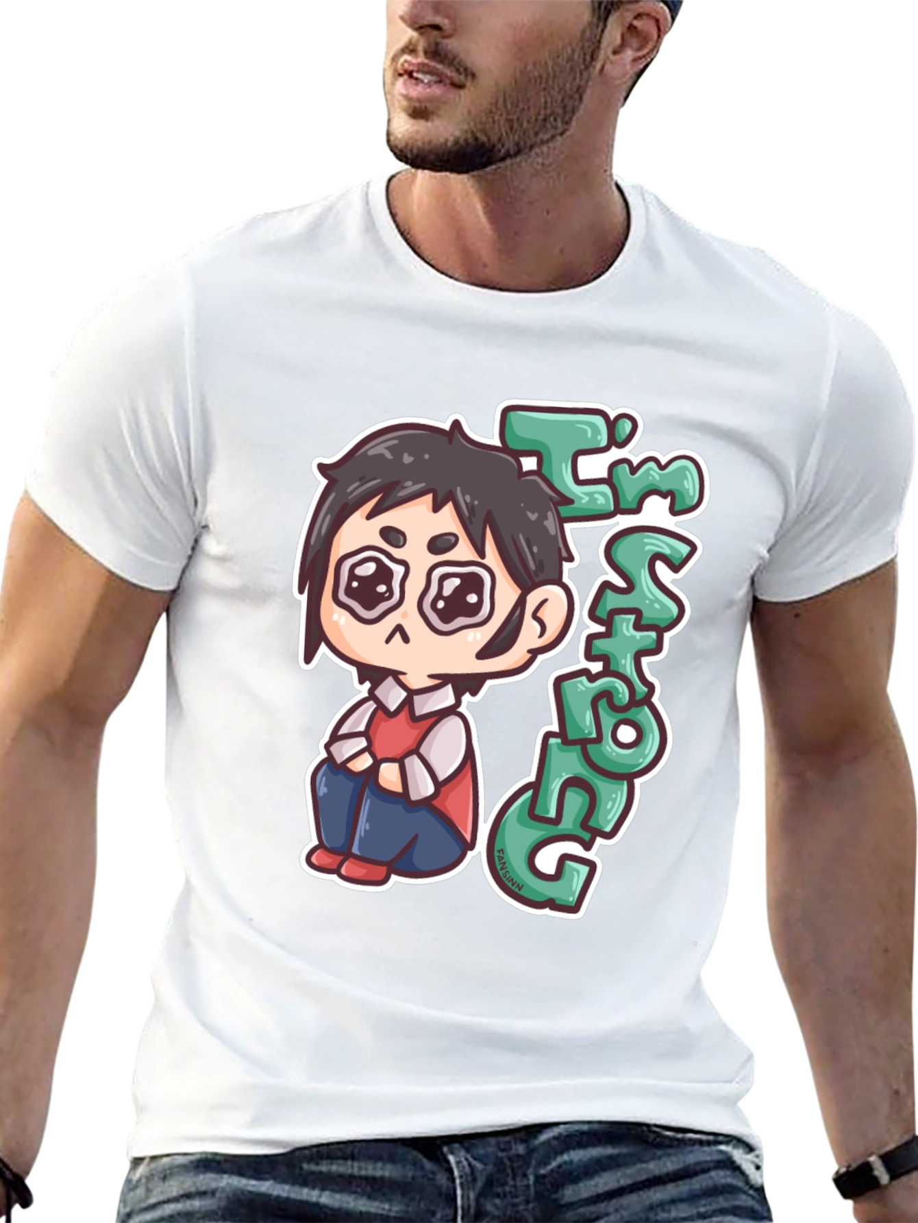 Chibi Anime Im Strong Graphic Black T-Shirt
