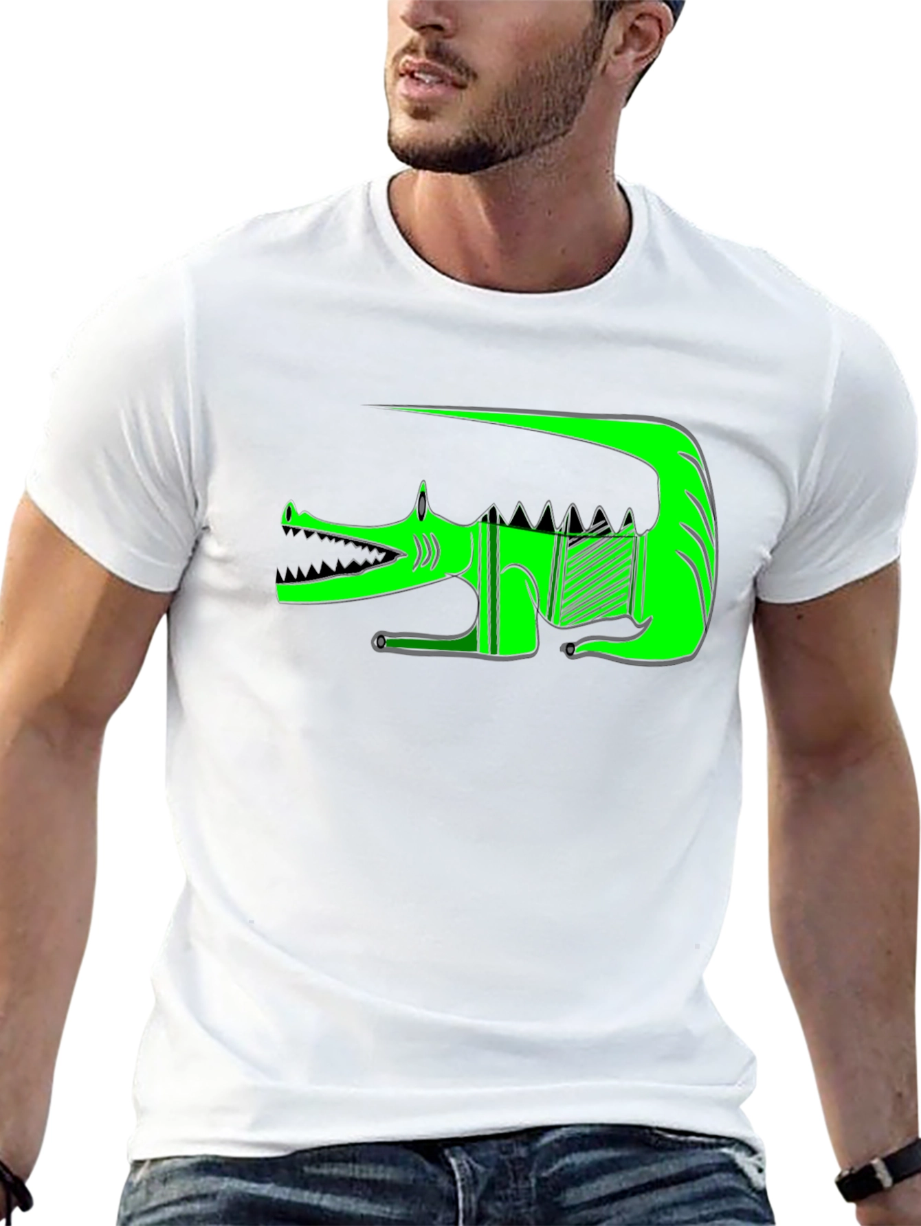 Graphic Print T-Shirt - Green Crocodile