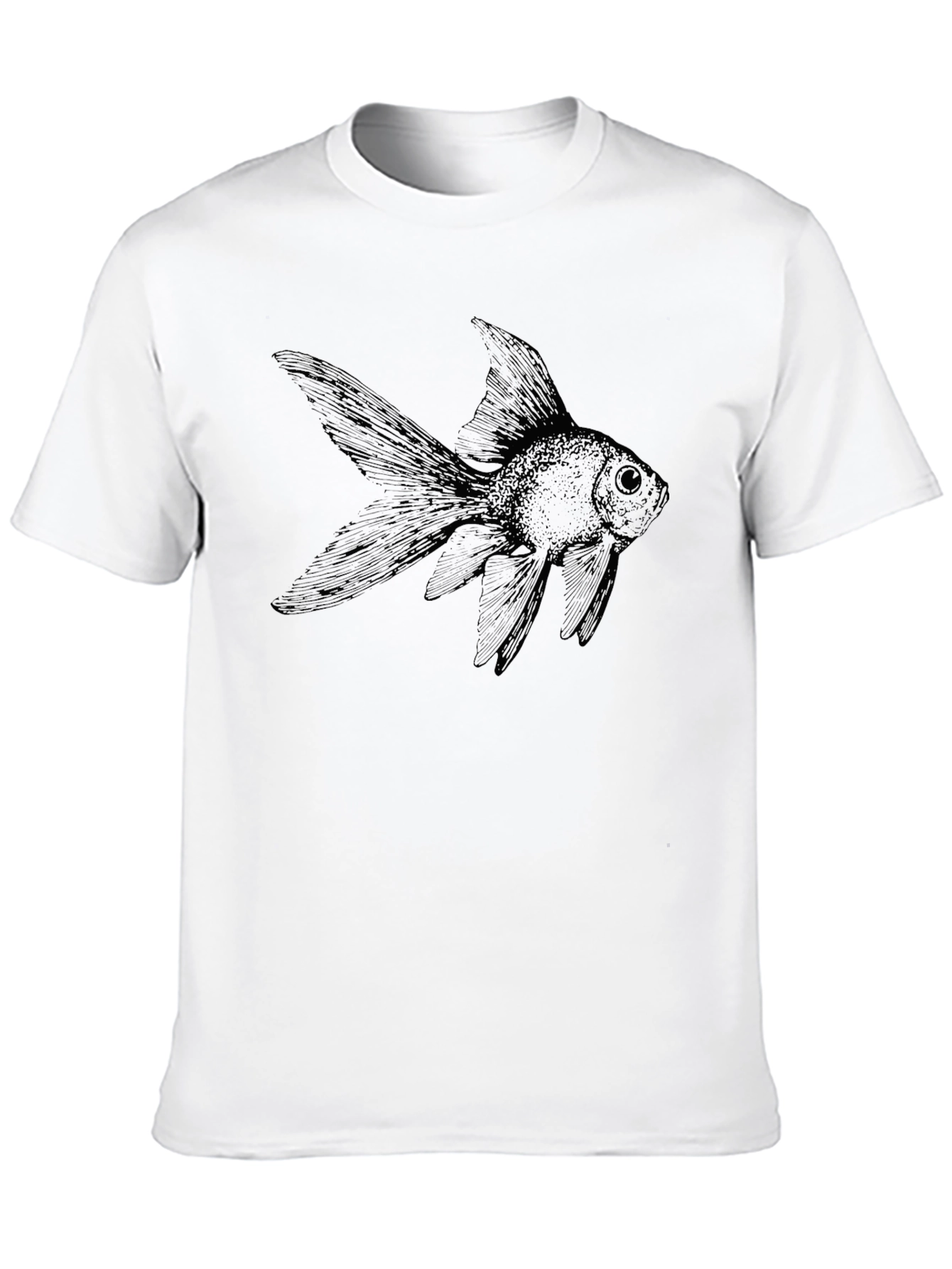 Black T-Shirt with Goldfish Graphic