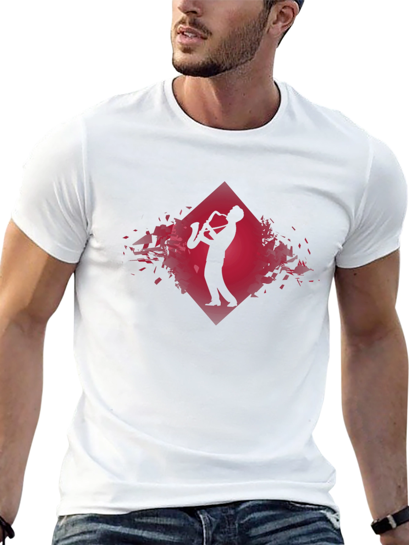Saxophone Player Graphic Tee - Modern Jazz Style Shirt