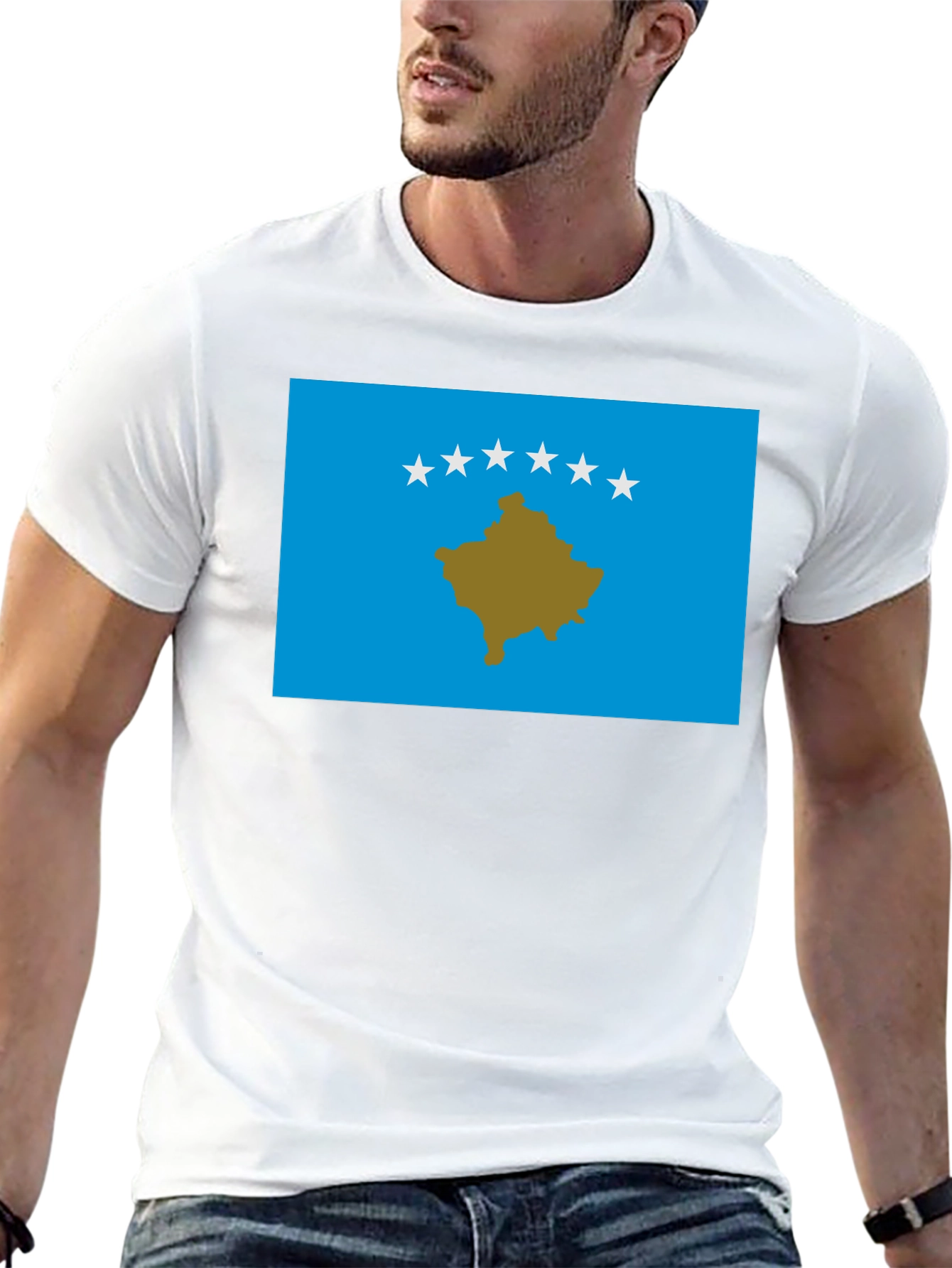 Kosovo Flag Graphic T-Shirt - Black