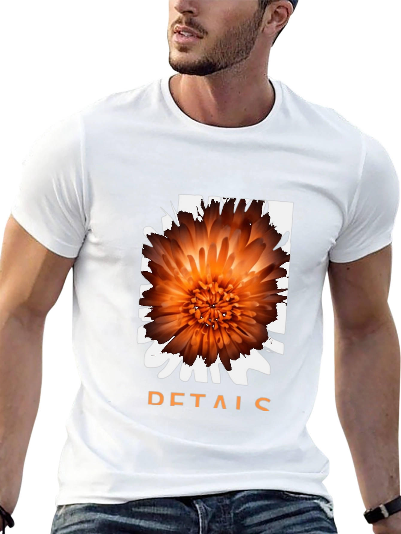 Floral Details Graphic Black T-Shirt