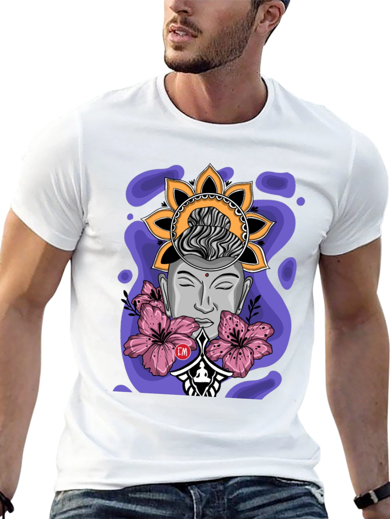 Meditative Buddha Graphic T-Shirt - Black