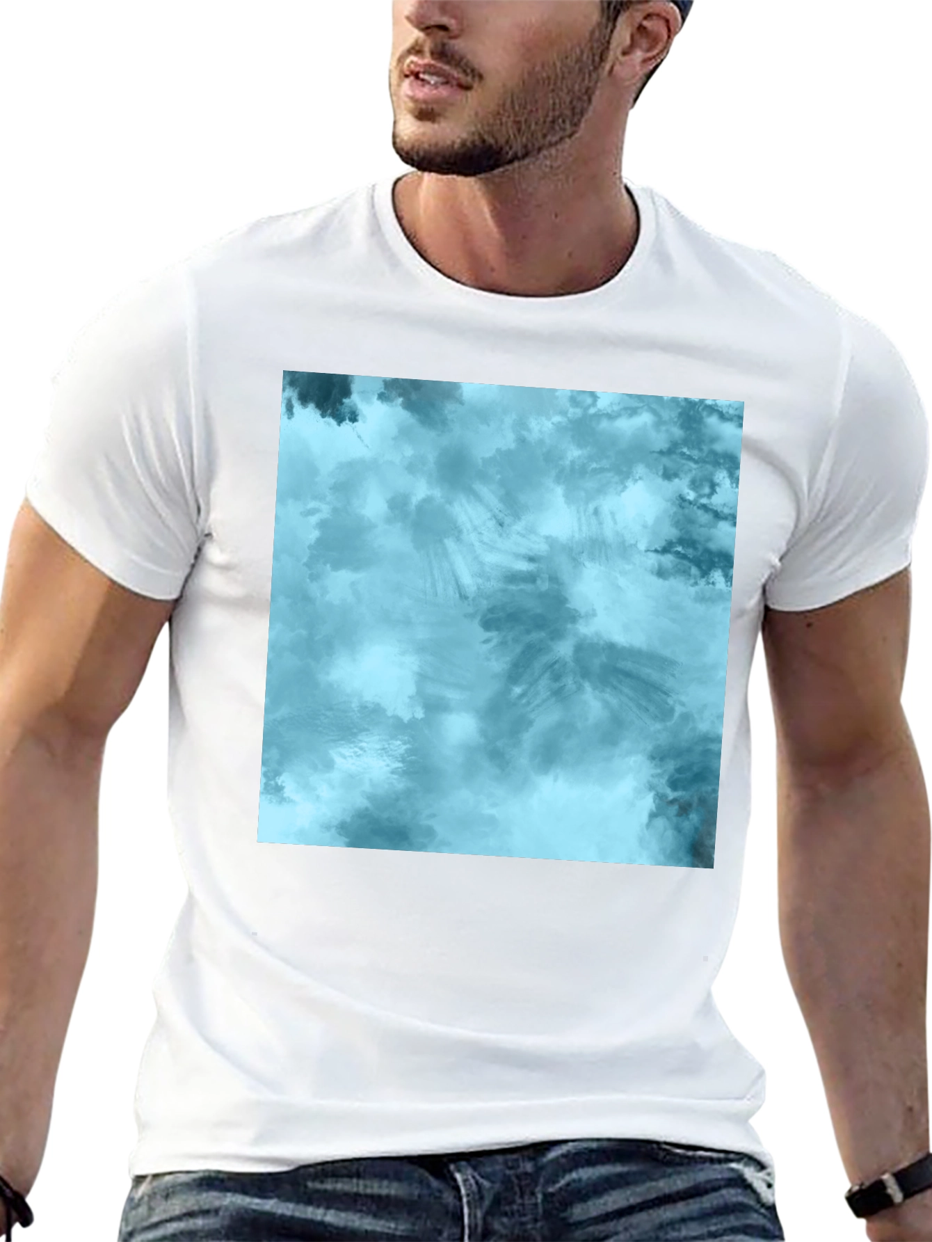 Abstract Blue Tie-Dye Graphic Tee - Soft Cotton Blend