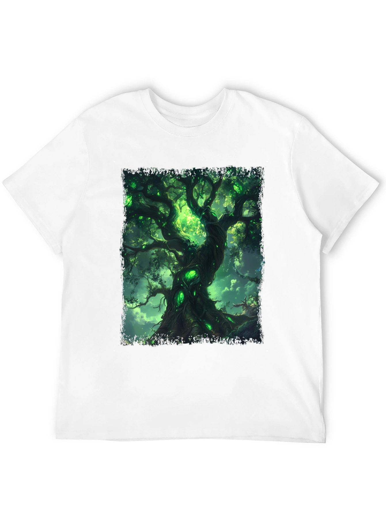 Mystic Green Tree Graphic Tee - Fantasy Inspired Design