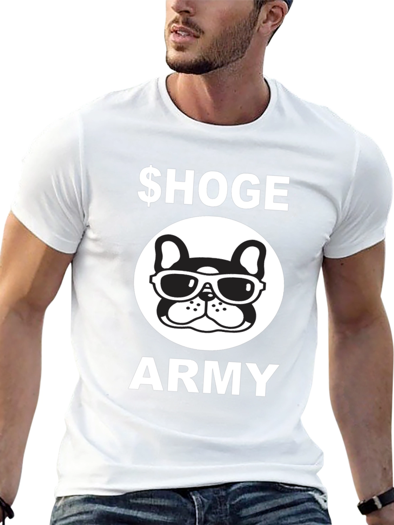$Hoge Army Black Graphic Tee - Bulldog with Sunglasses