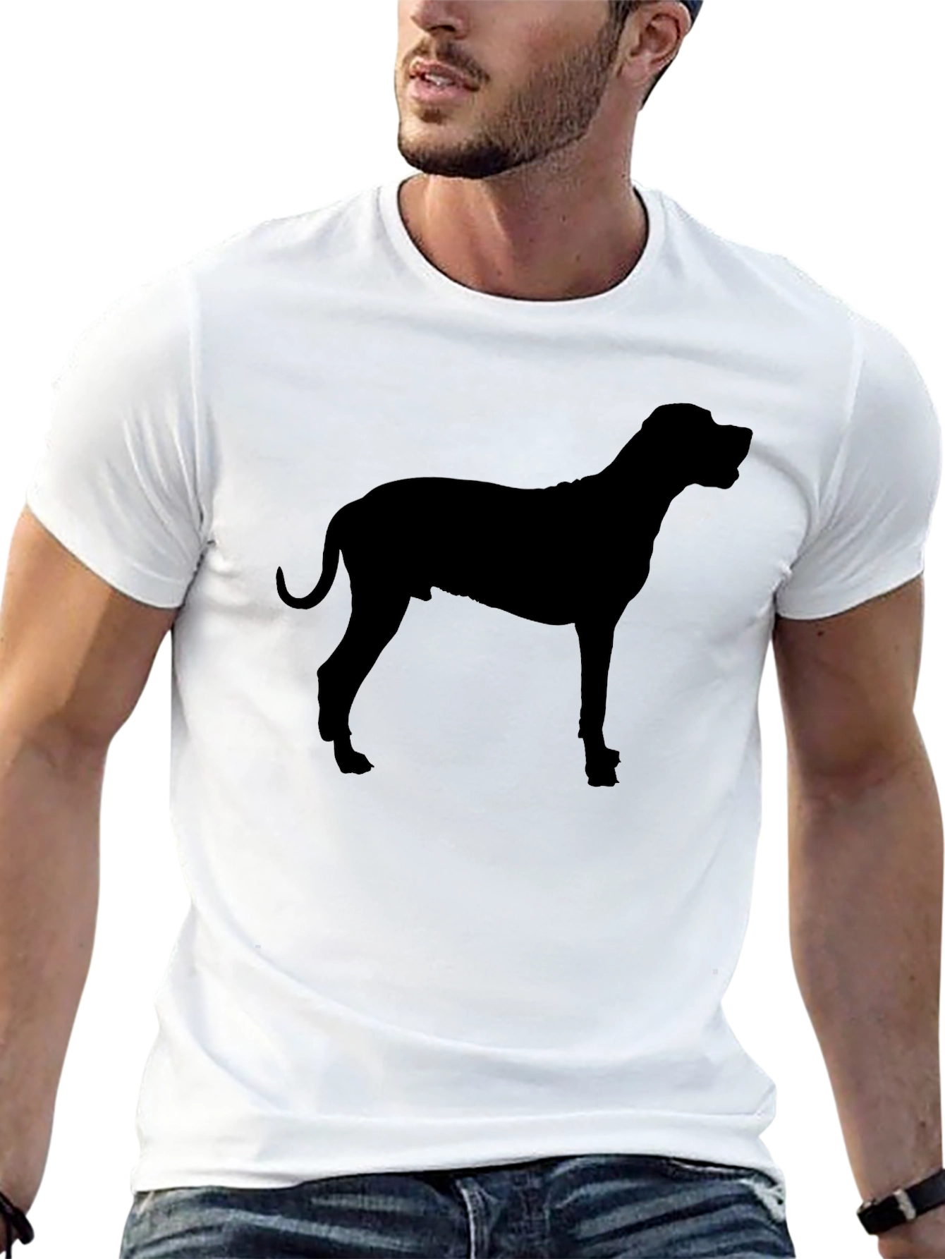 Dog Silhouette Graphic Black T-Shirt