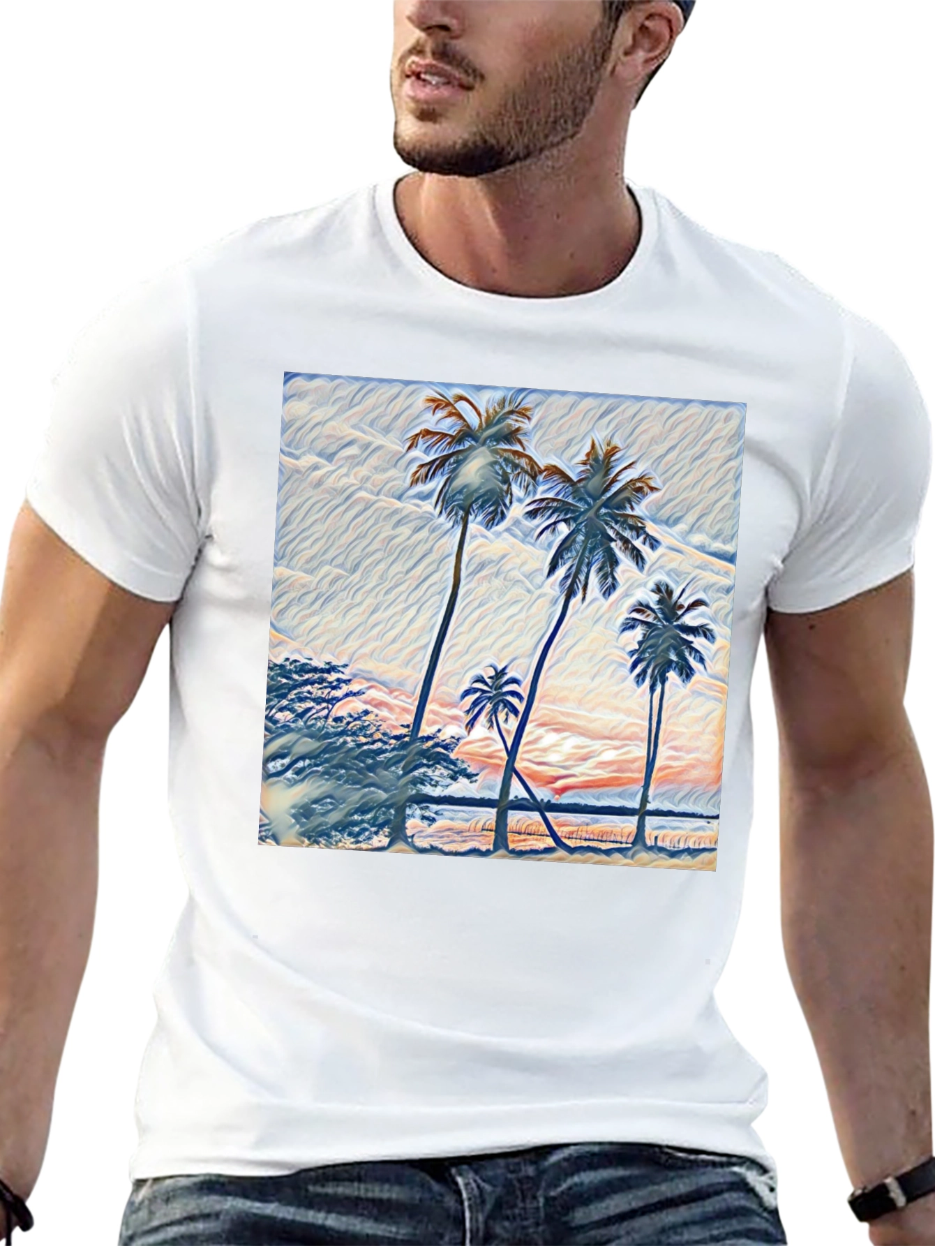 Palm Tree Graphic Black T-Shirt