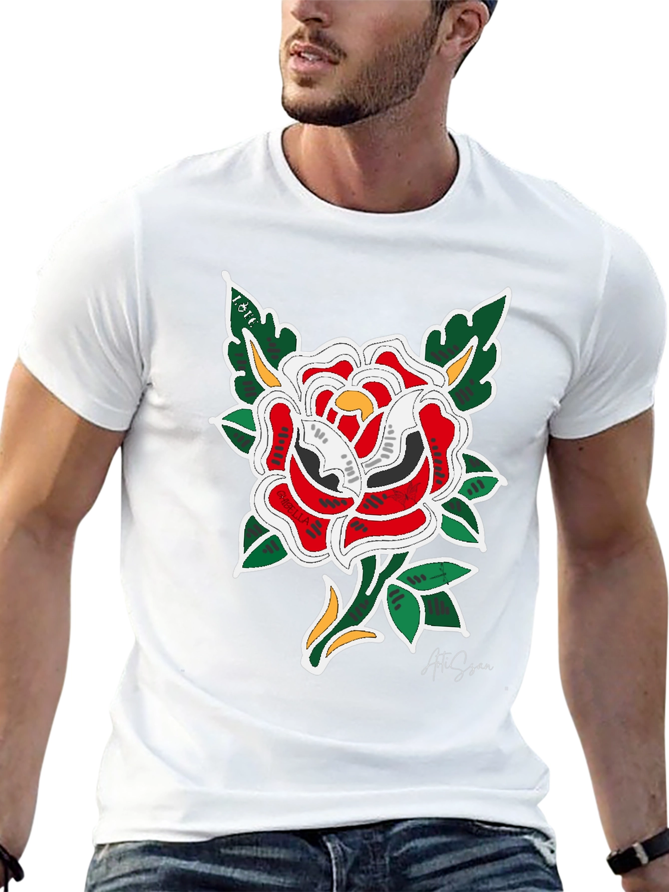 Rose Graphic Black T-Shirt - Stylish Floral Design