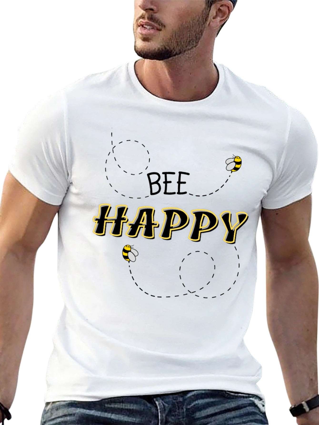 Bee Happy Black Graphic Tee