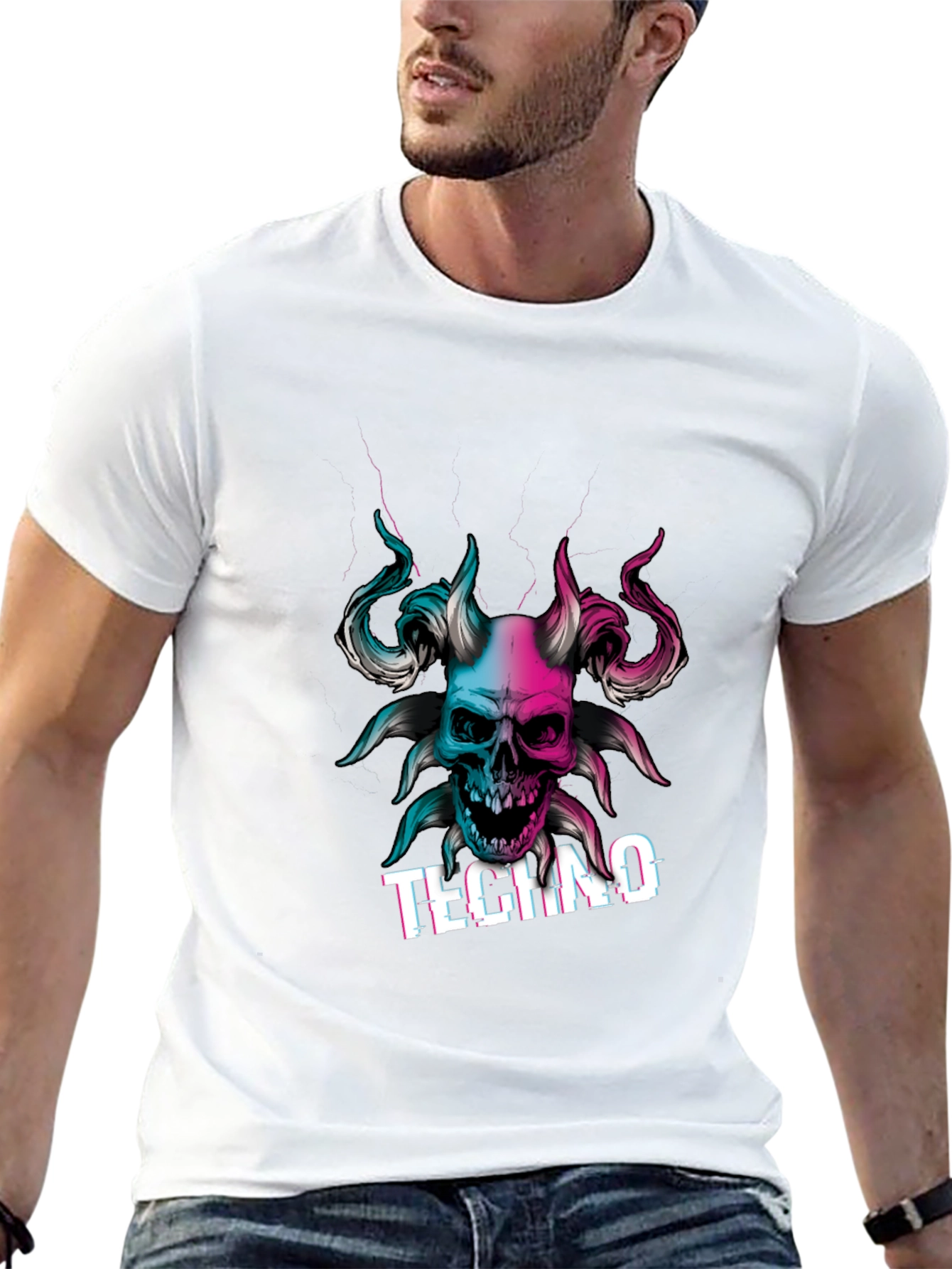 Techno Skull Graphic T-Shirt - Black