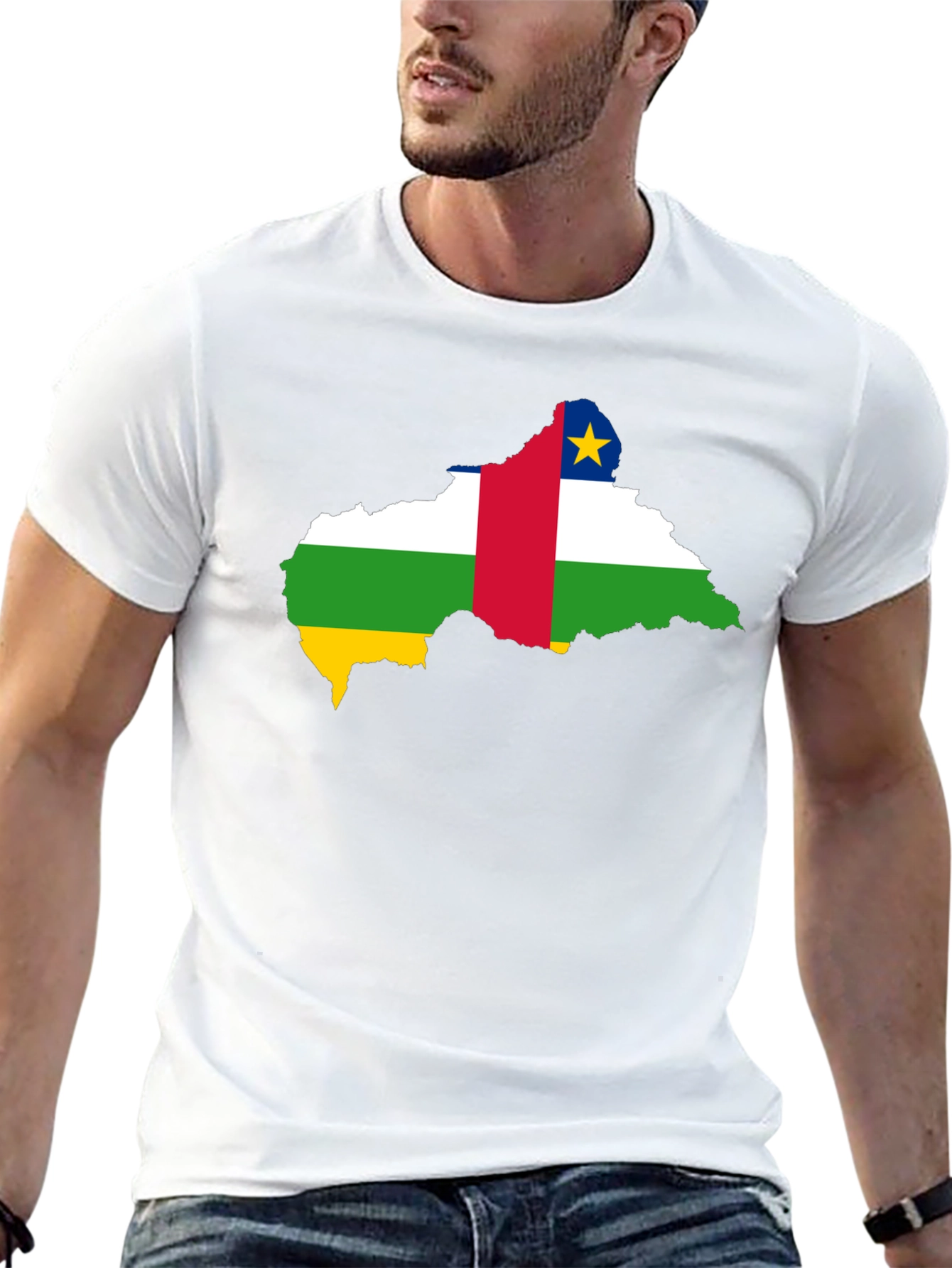 Central African Republic Flag T-Shirt - Black