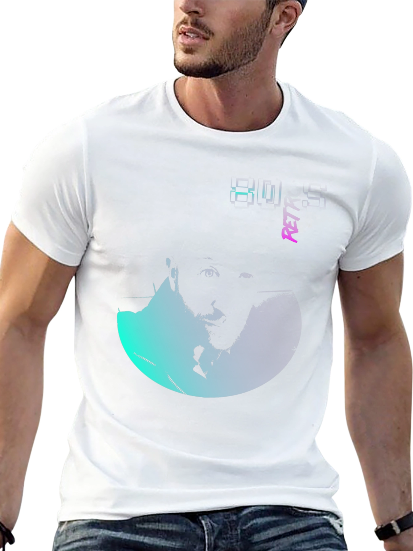 Retro Portrait Graphic Print T-Shirt
