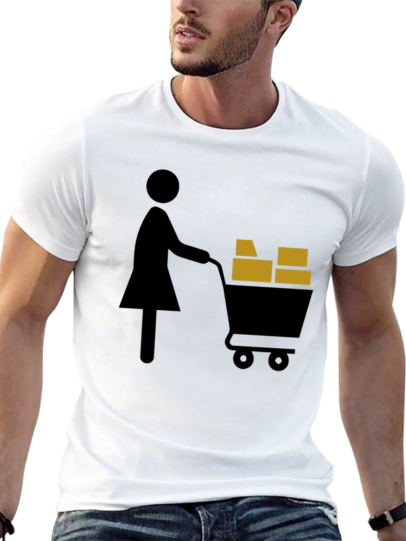 Shopping Cart T-Shirt Graphic Tee Black
