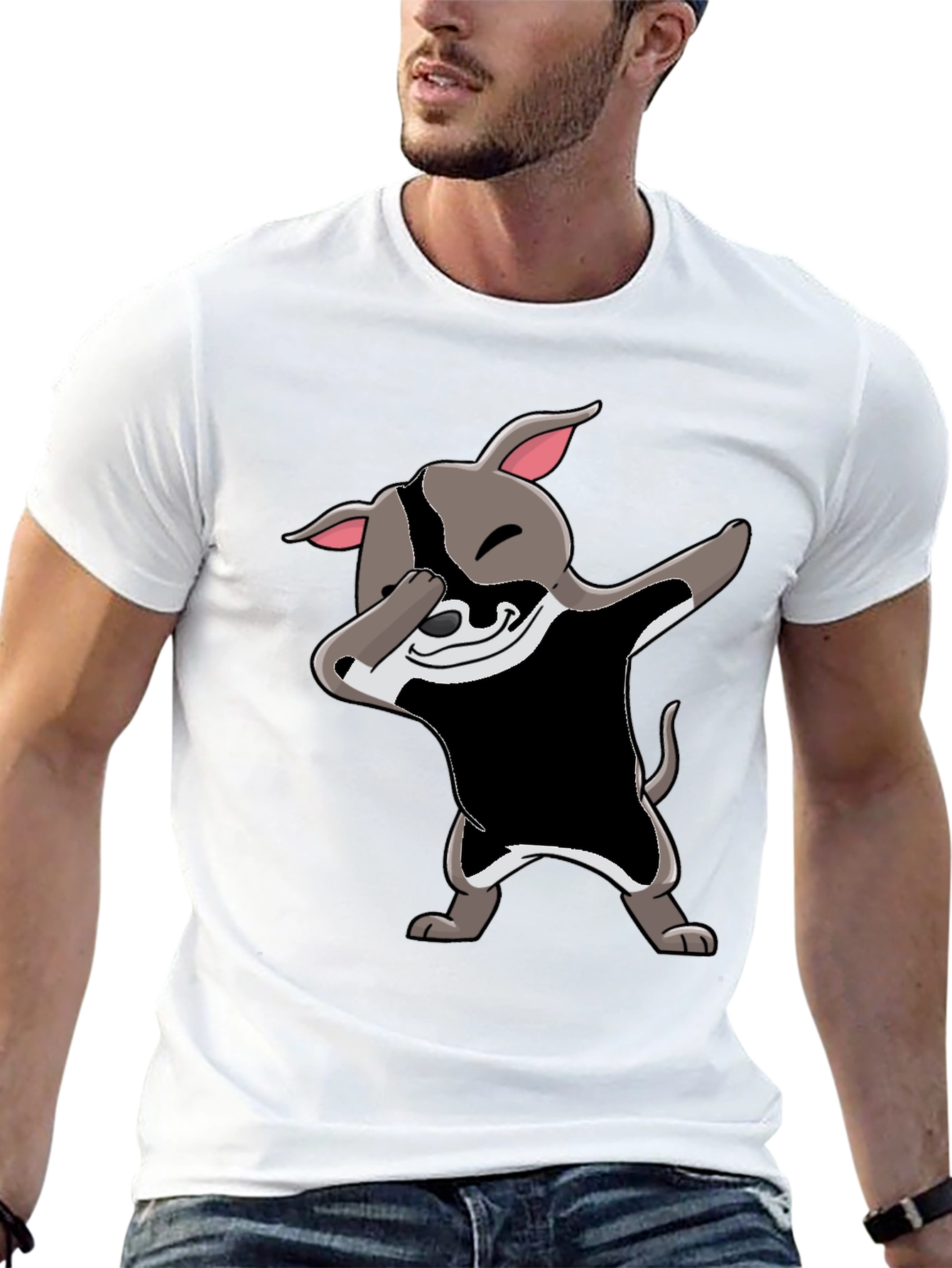 Dabbing Dog Graphic Tee - Black Cotton Blend