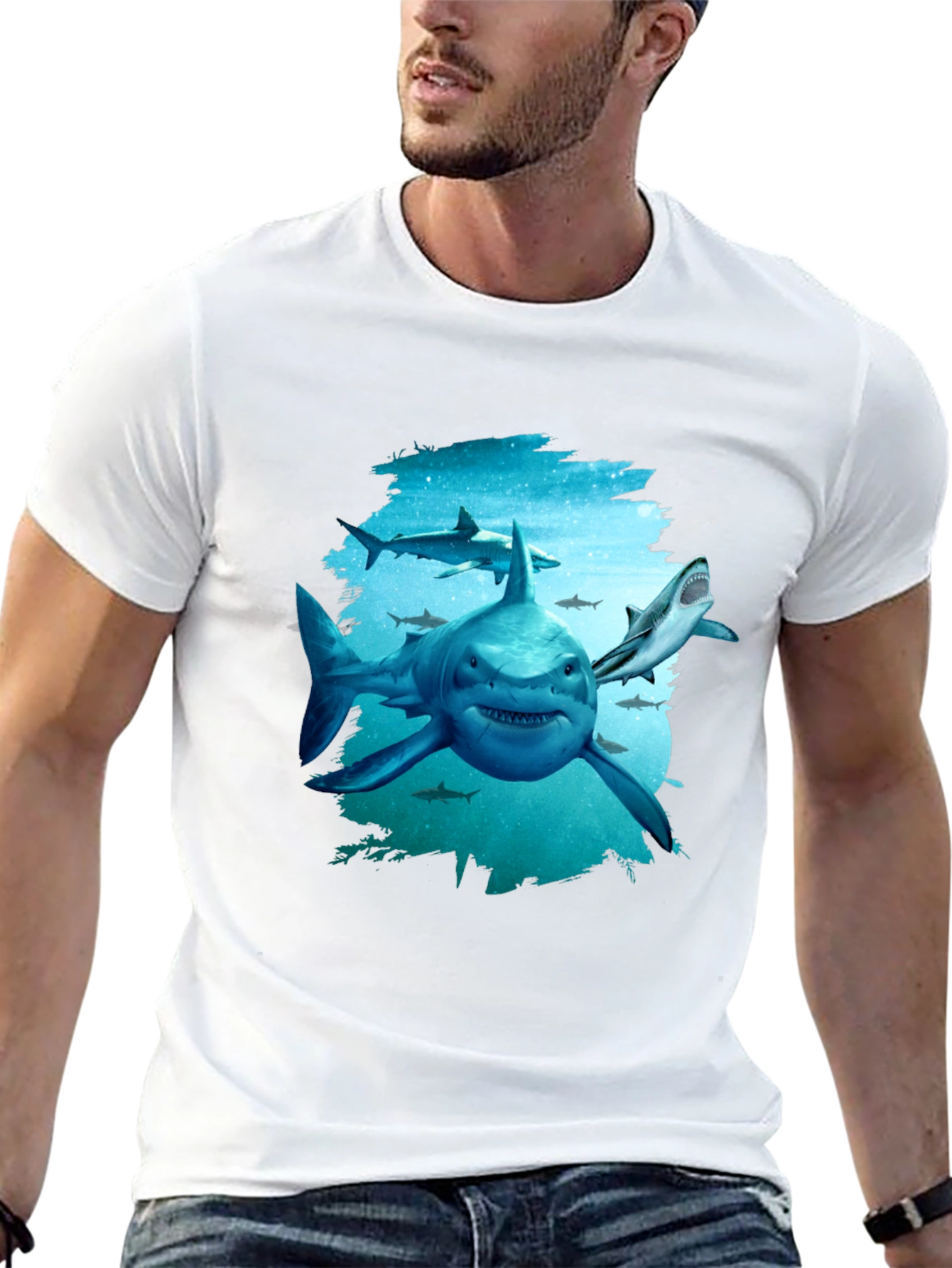 Shark Graphic Tee - Mens Black T-Shirt
