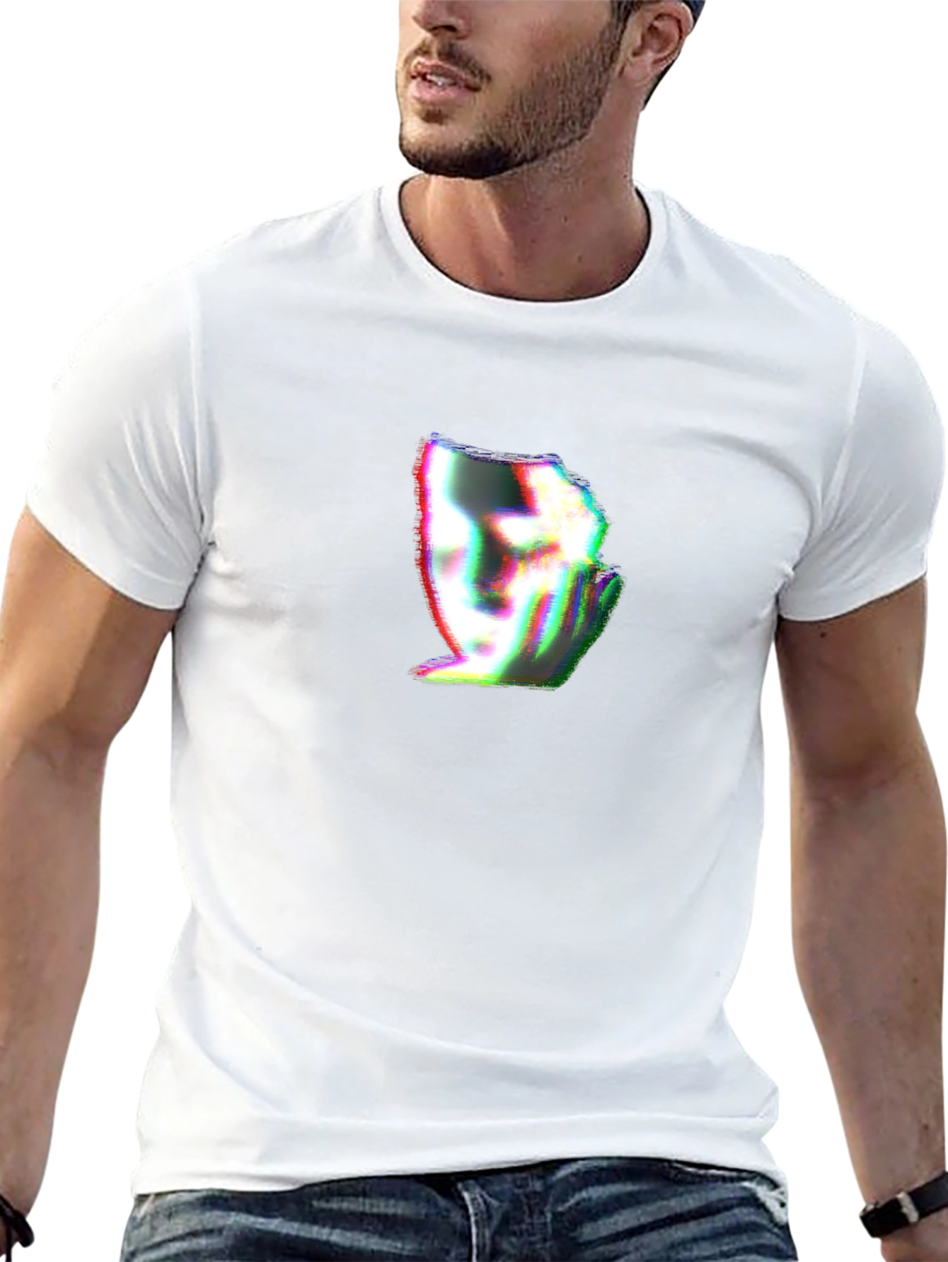 Glitch Face Graphic Black T-Shirt