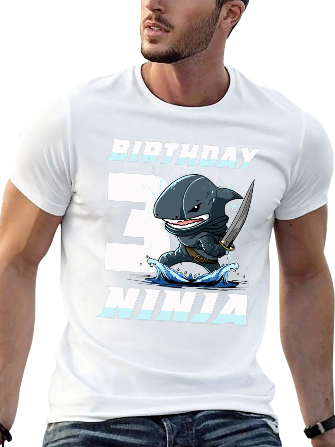 Birthday Ninja Shark Graphic T-Shirt