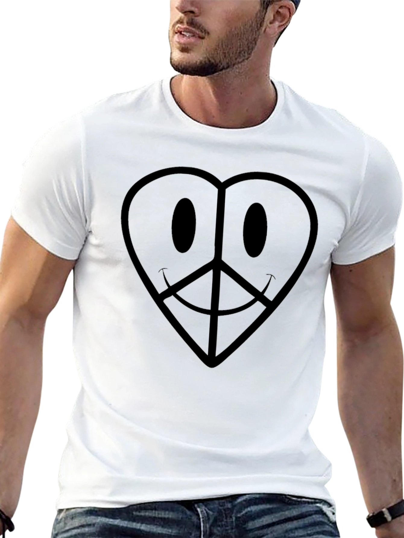 Heart Peace Sign Graphic Black T-Shirt