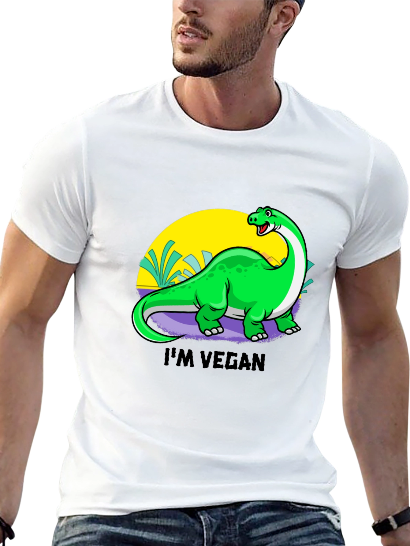 Vegan Dinosaur Graphic Tee - Black