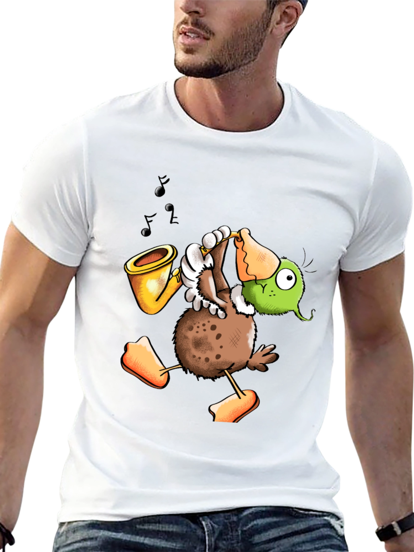 Saxophone Duck Graphic Tee - Quirky & Cool Design