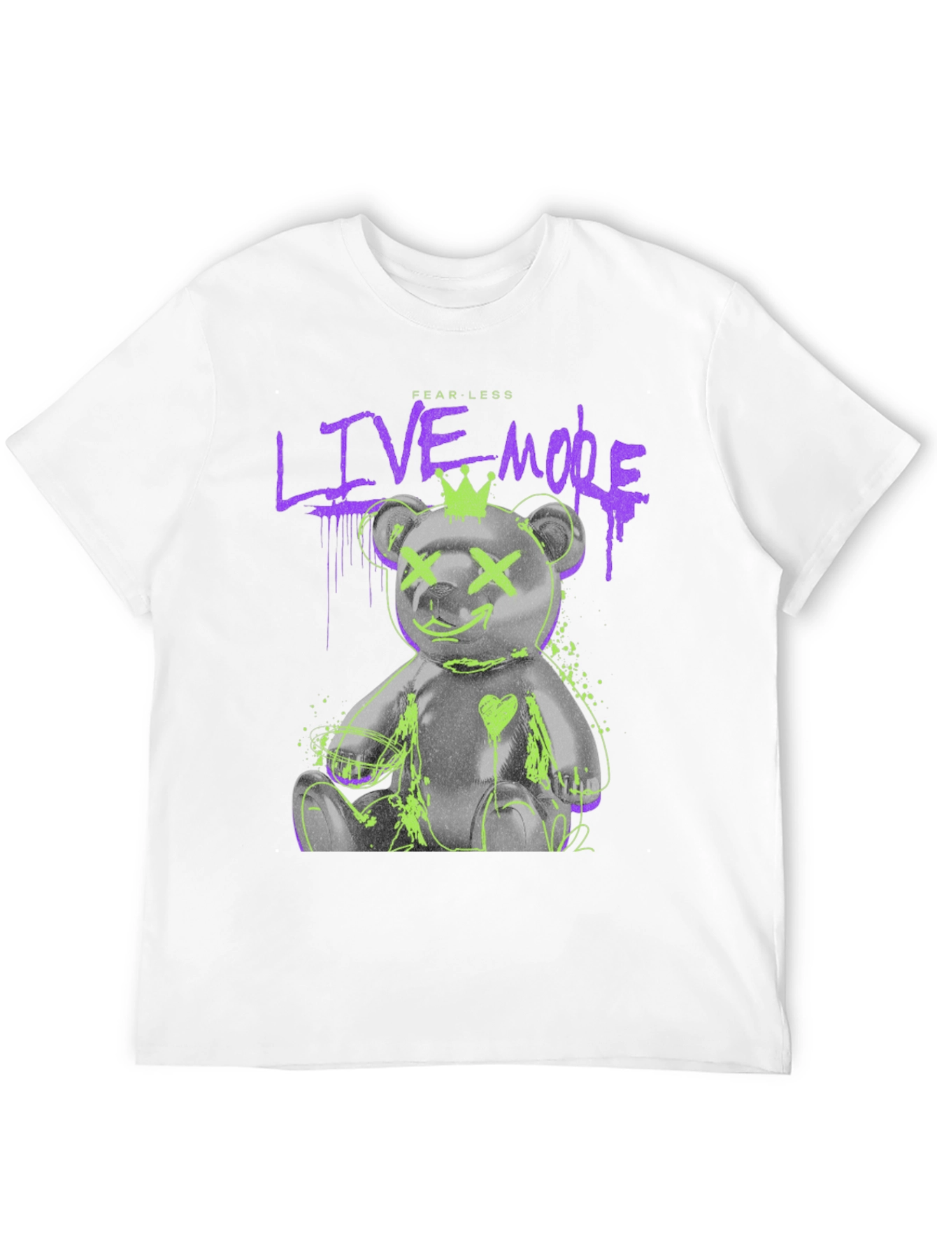 Fearless Live More Bear Graphic T-Shirt