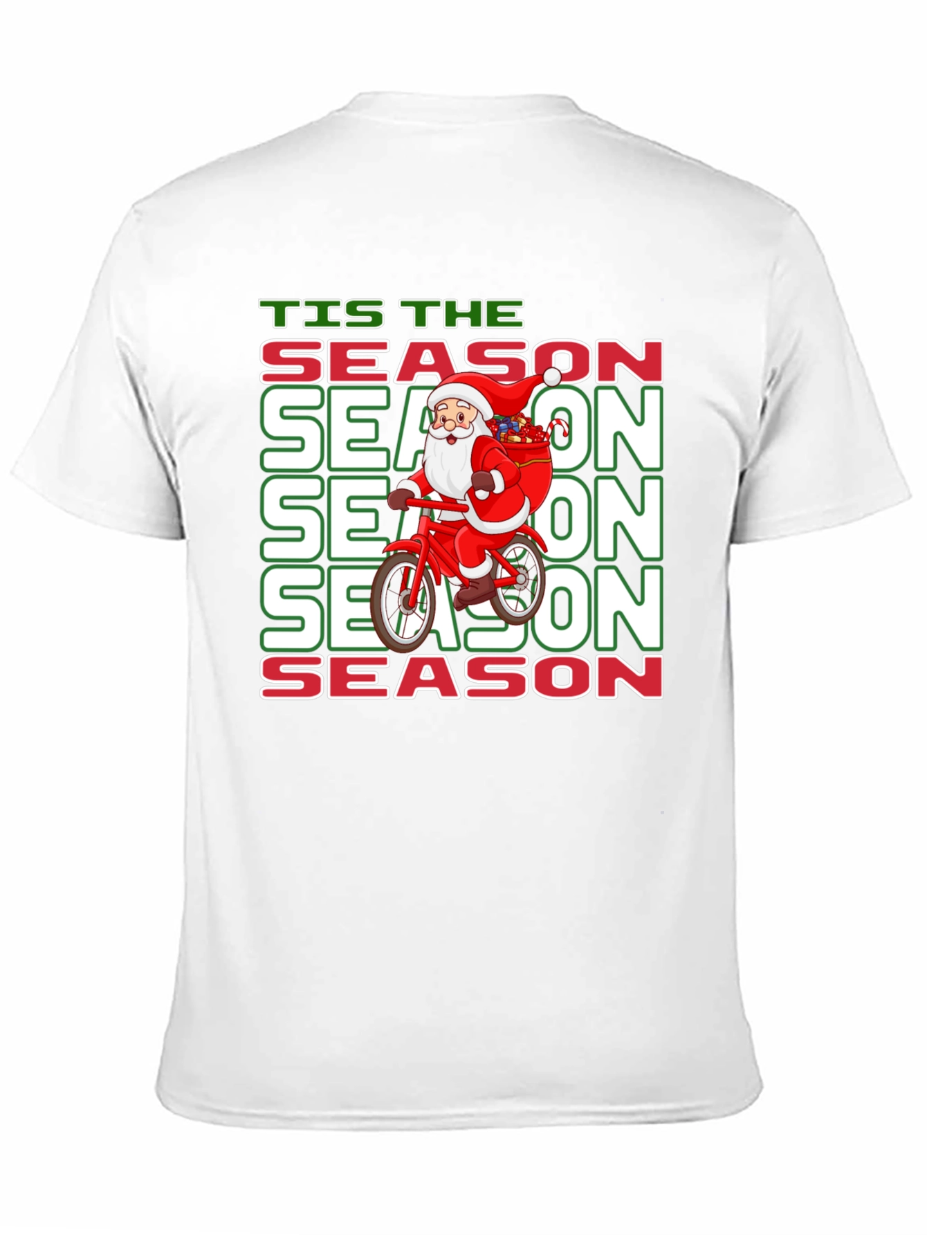 Tis the Season Santa on Bike Christmas Graphic Tee