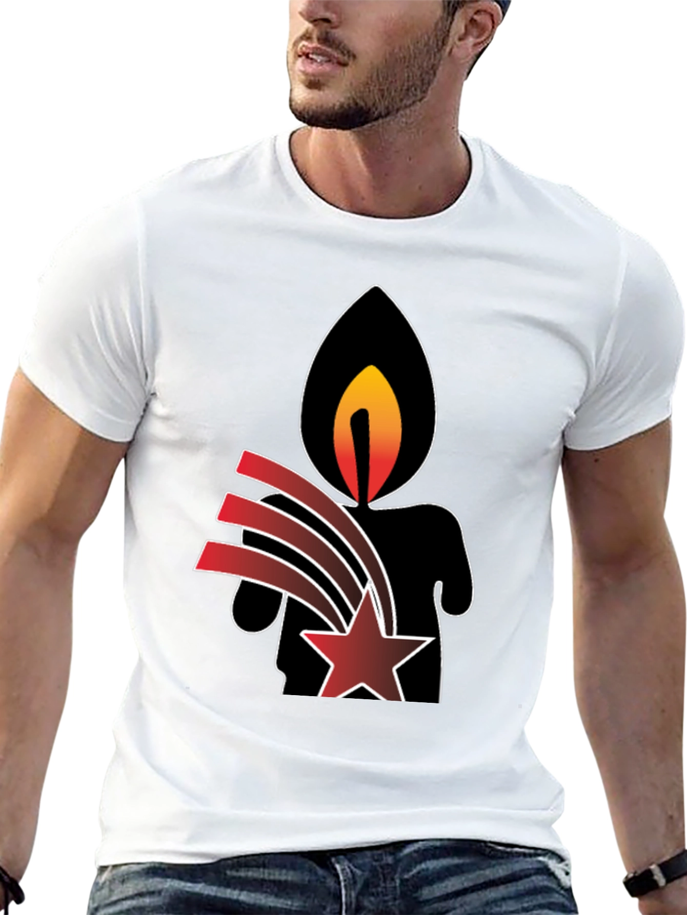 Candle & Star Graphic Print T-Shirt
