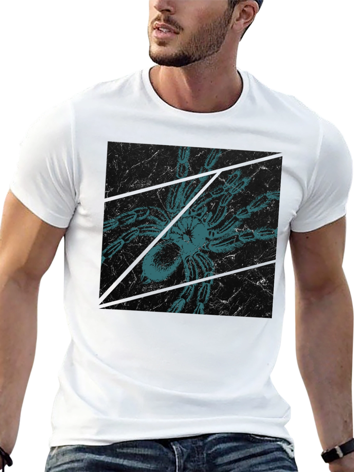 Creepy Spider Tee - Graphic Print Black T-Shirt