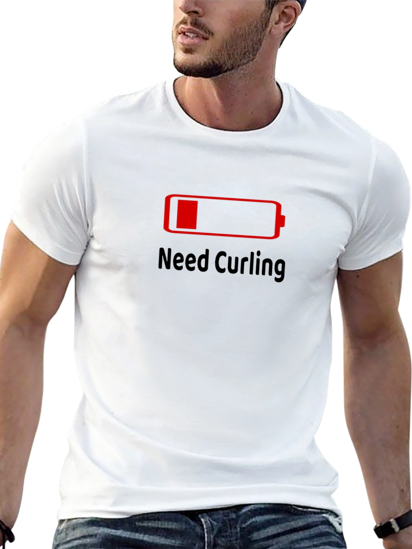 Need Curling Low Battery Graphic T-Shirt