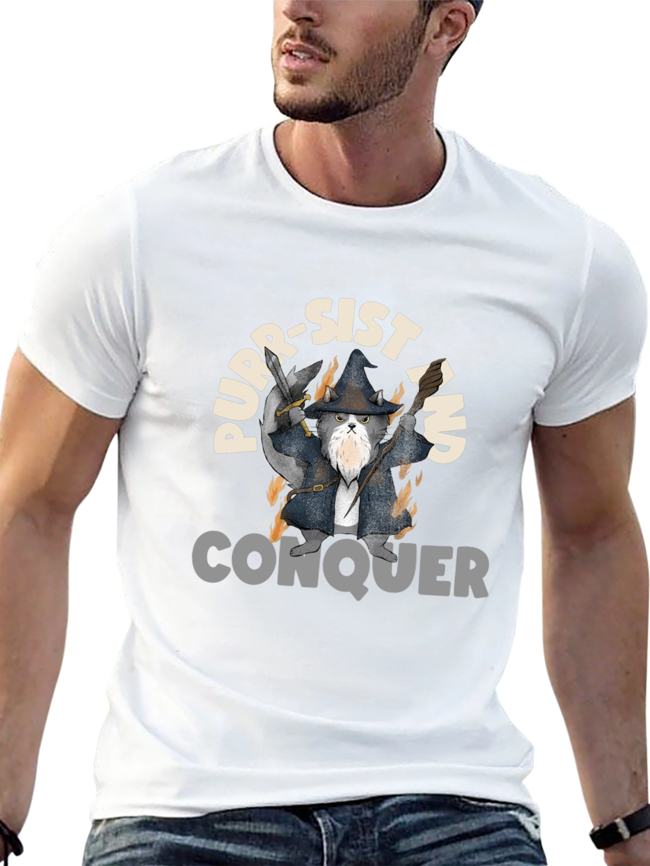 Purr-Sist and Conquer Black T-Shirt