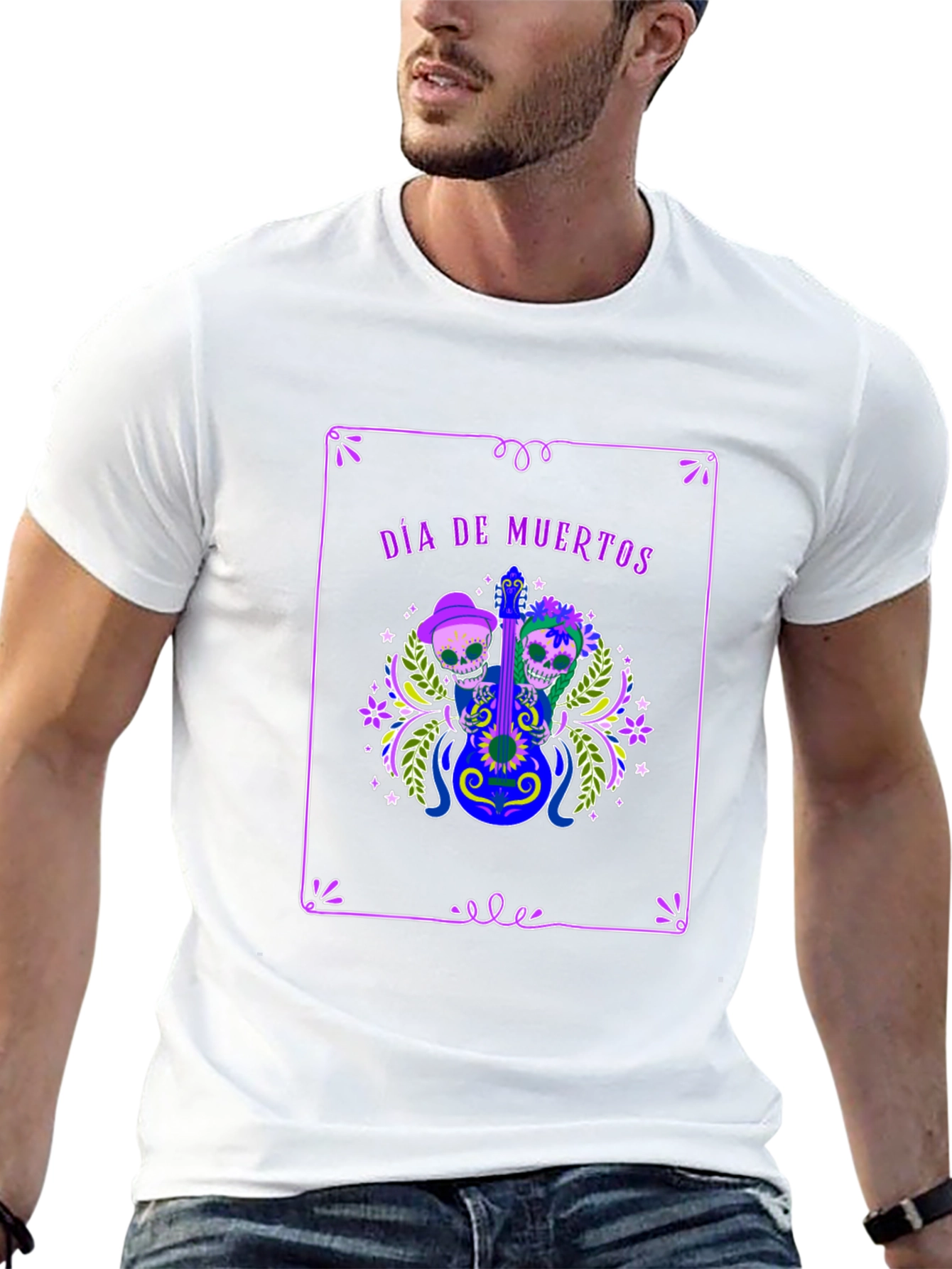 Día de Muertos T-Shirt - Skull Guitar Graphic Tee