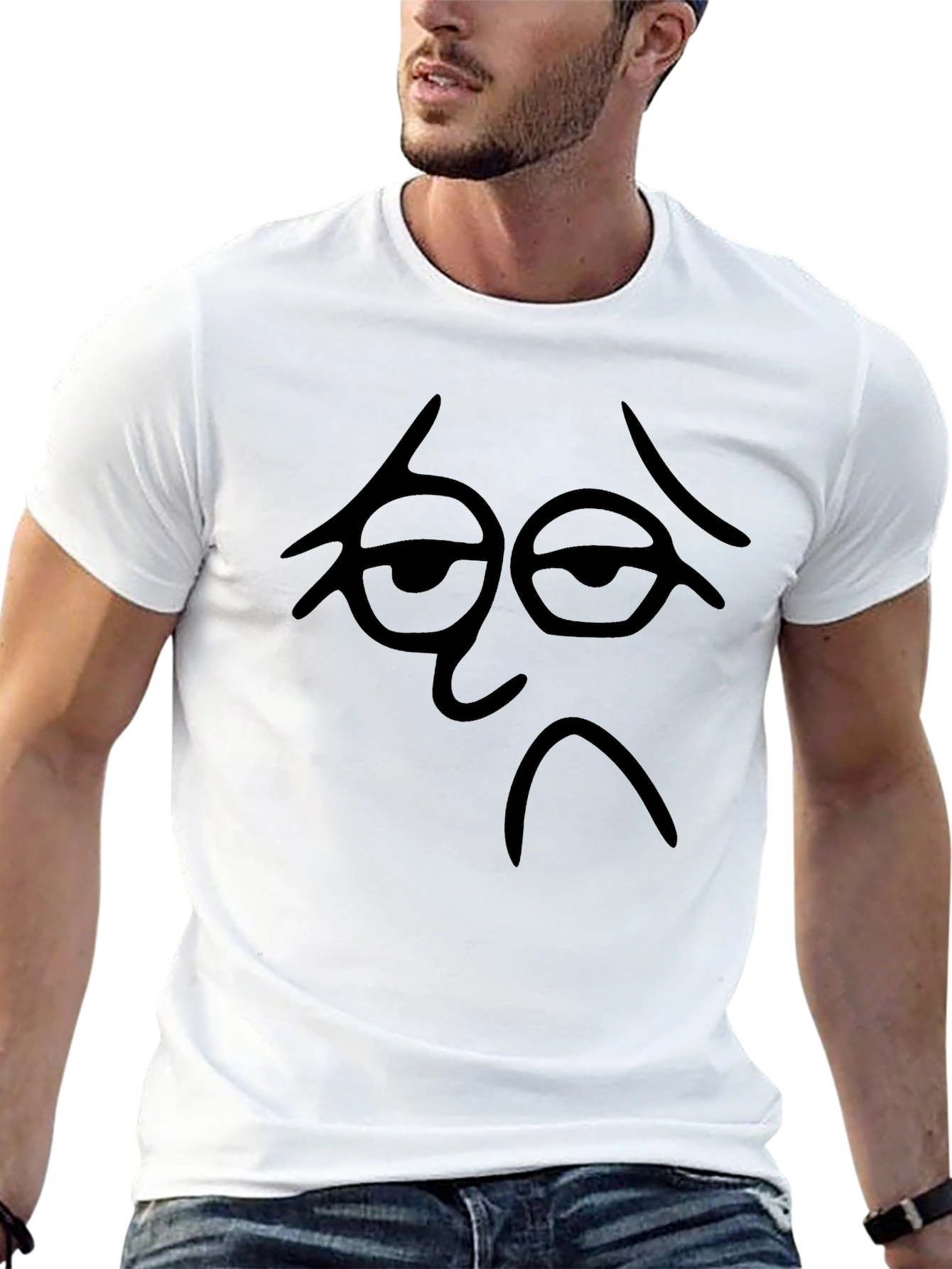Sad Face Graphic Black T-Shirt - Unisex