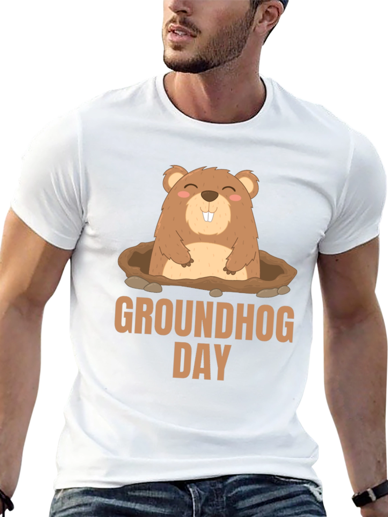 Groundhog Day T-Shirt - Cute Cartoon Marmot Design