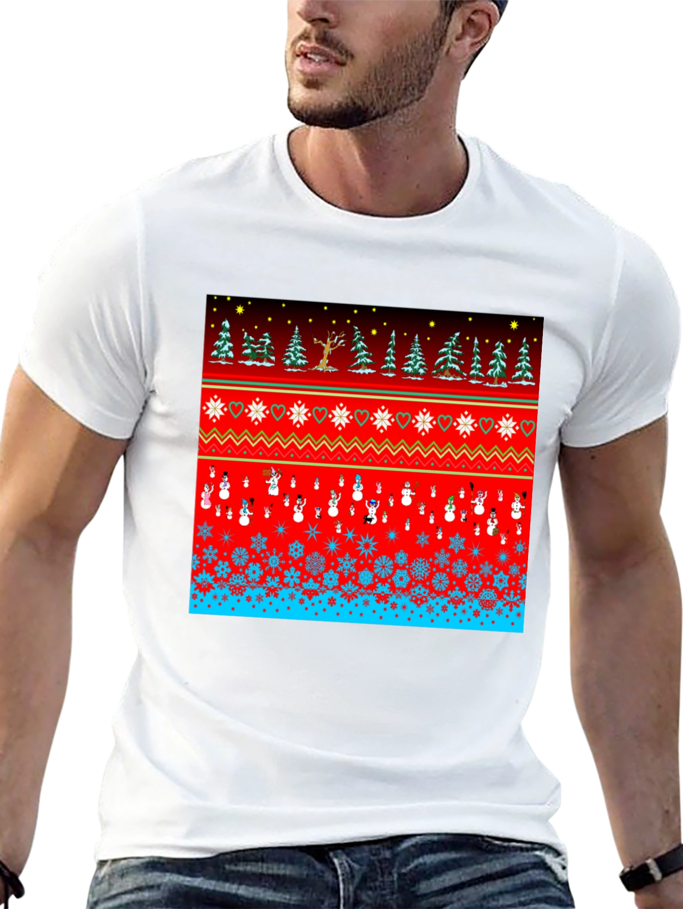 Festive Winter Holiday Pattern T-Shirt