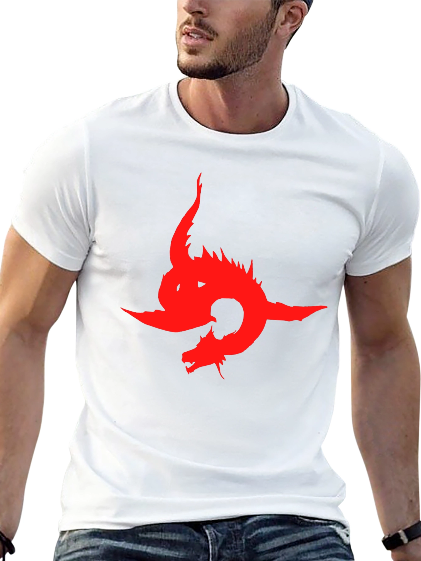 Dragon Graphic Print T-Shirt - Bold Red Design