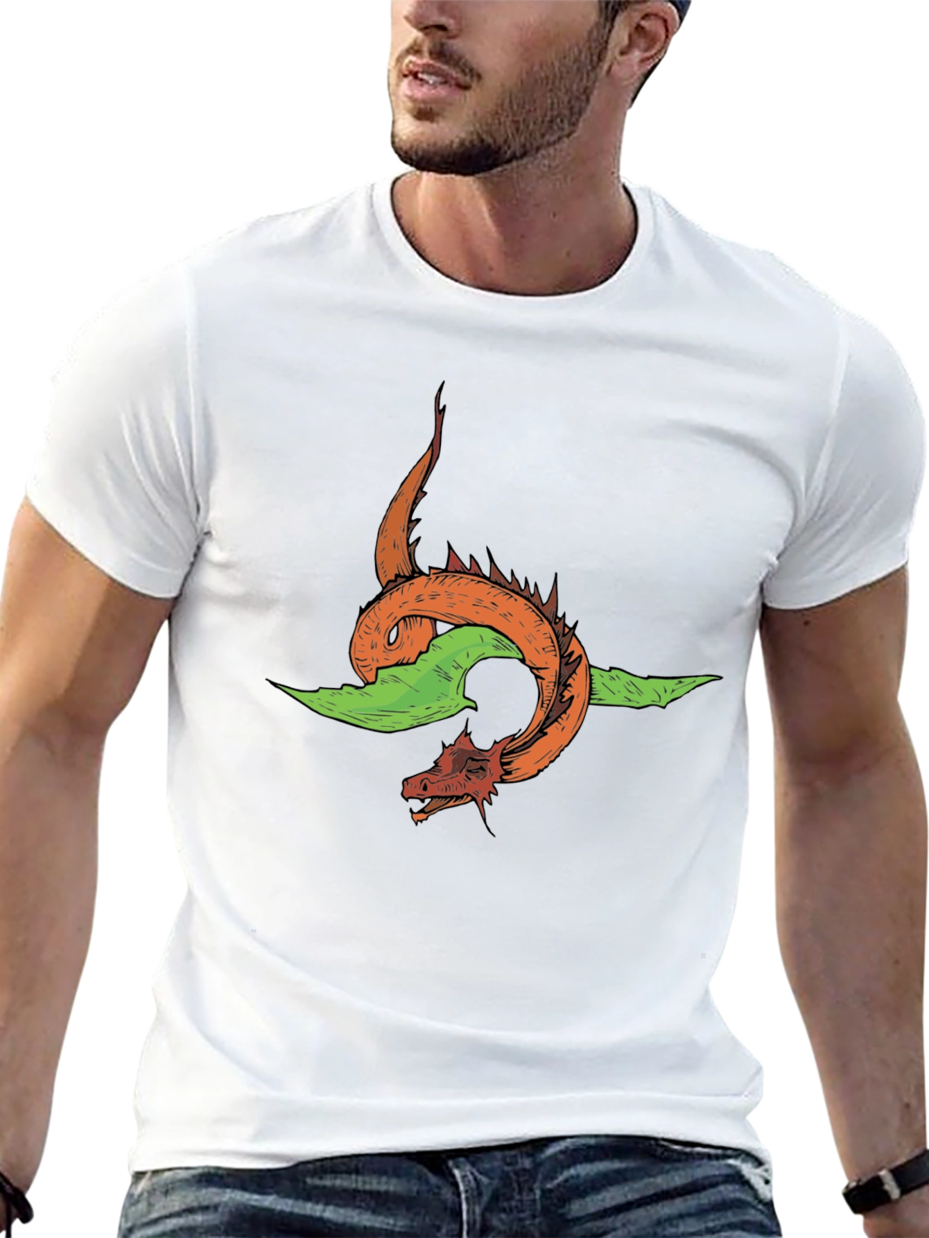 Dragon Graphic Tee - Black Cotton T-Shirt