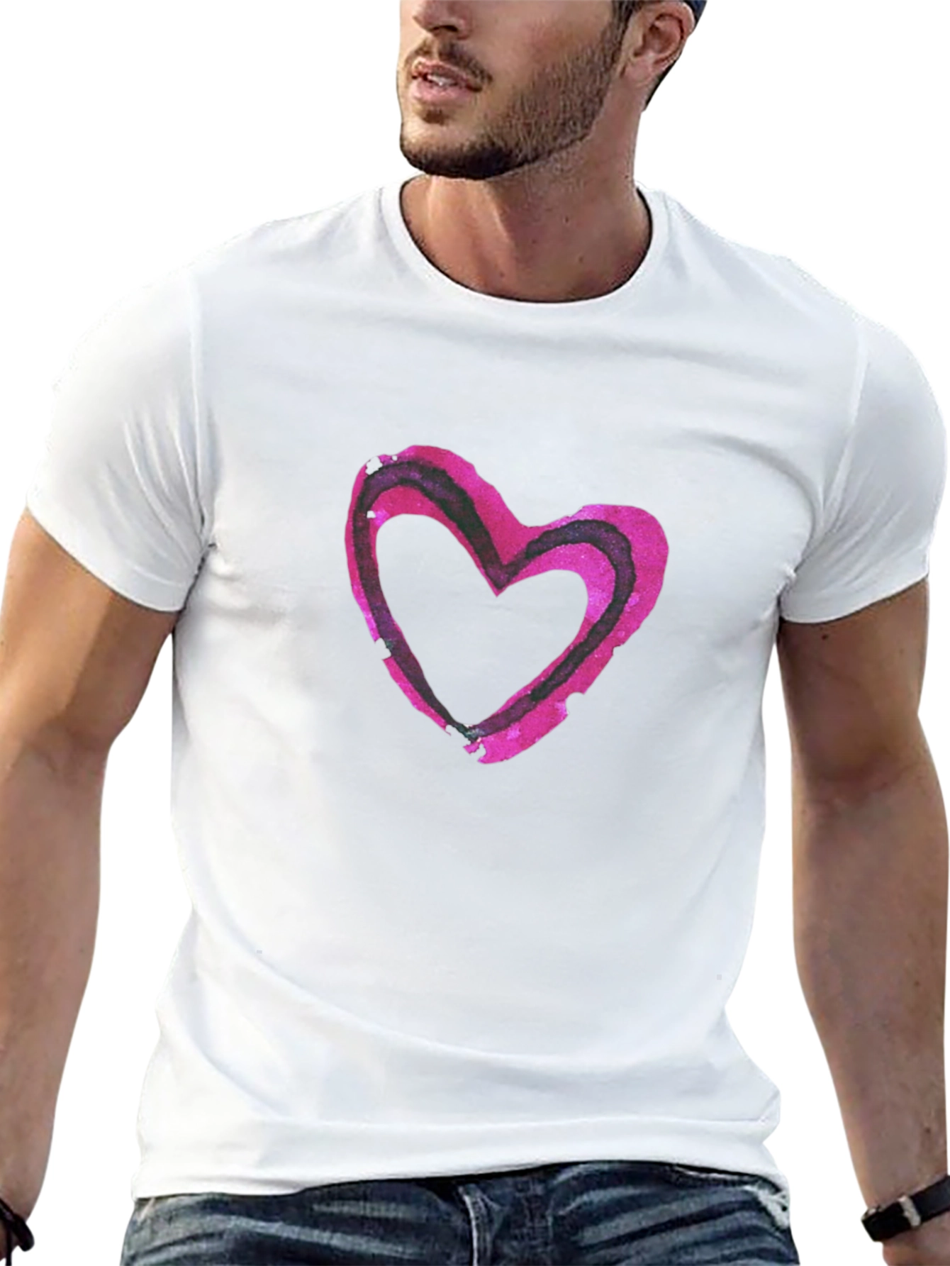 Heart Print Black Tee