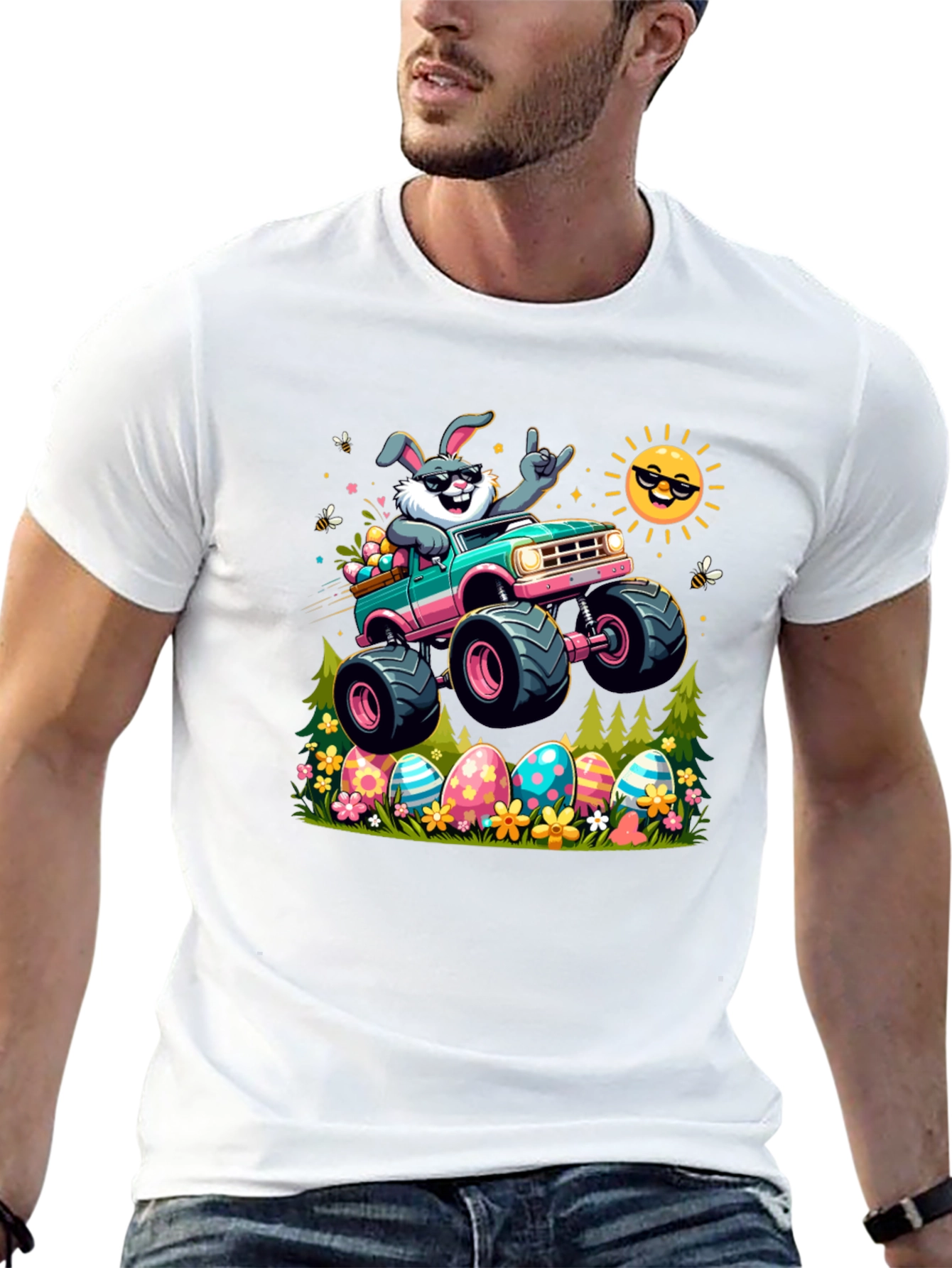 Bunny Easter Monster Truck Graphic Tee