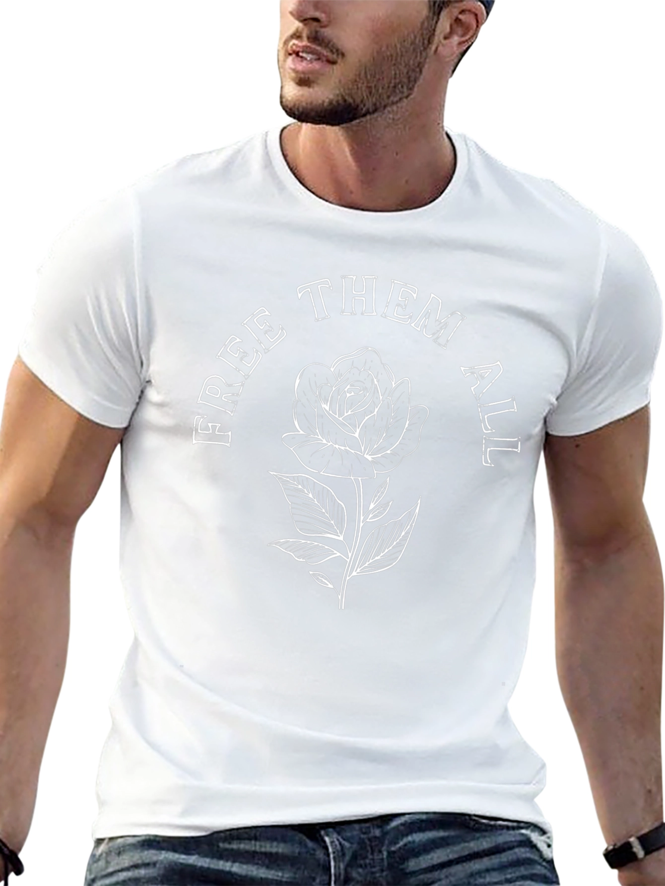 Free Them All Graphic Rose T-Shirt - Black