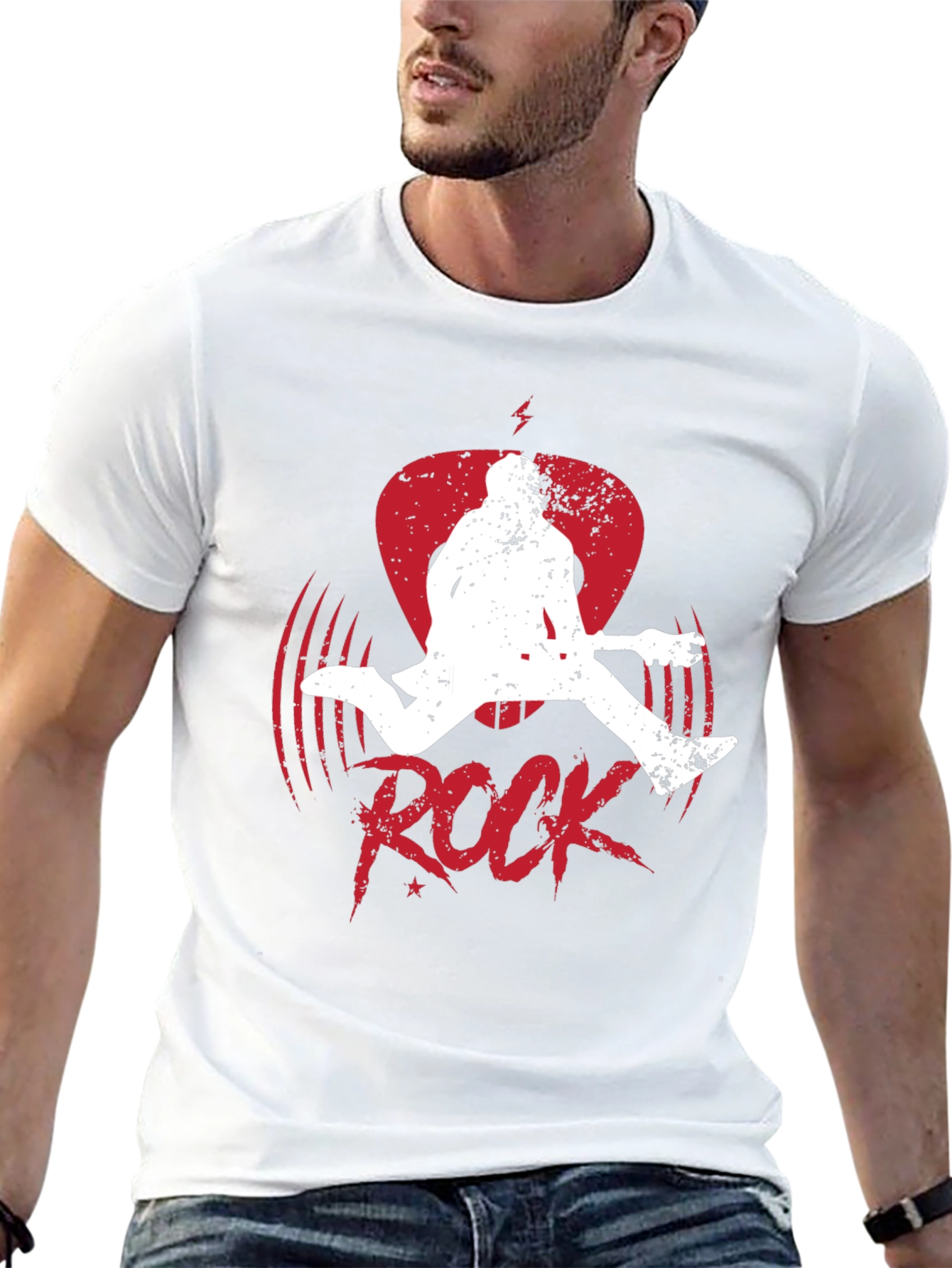 Rock Guitar Player Graphic Tee - Black Cotton