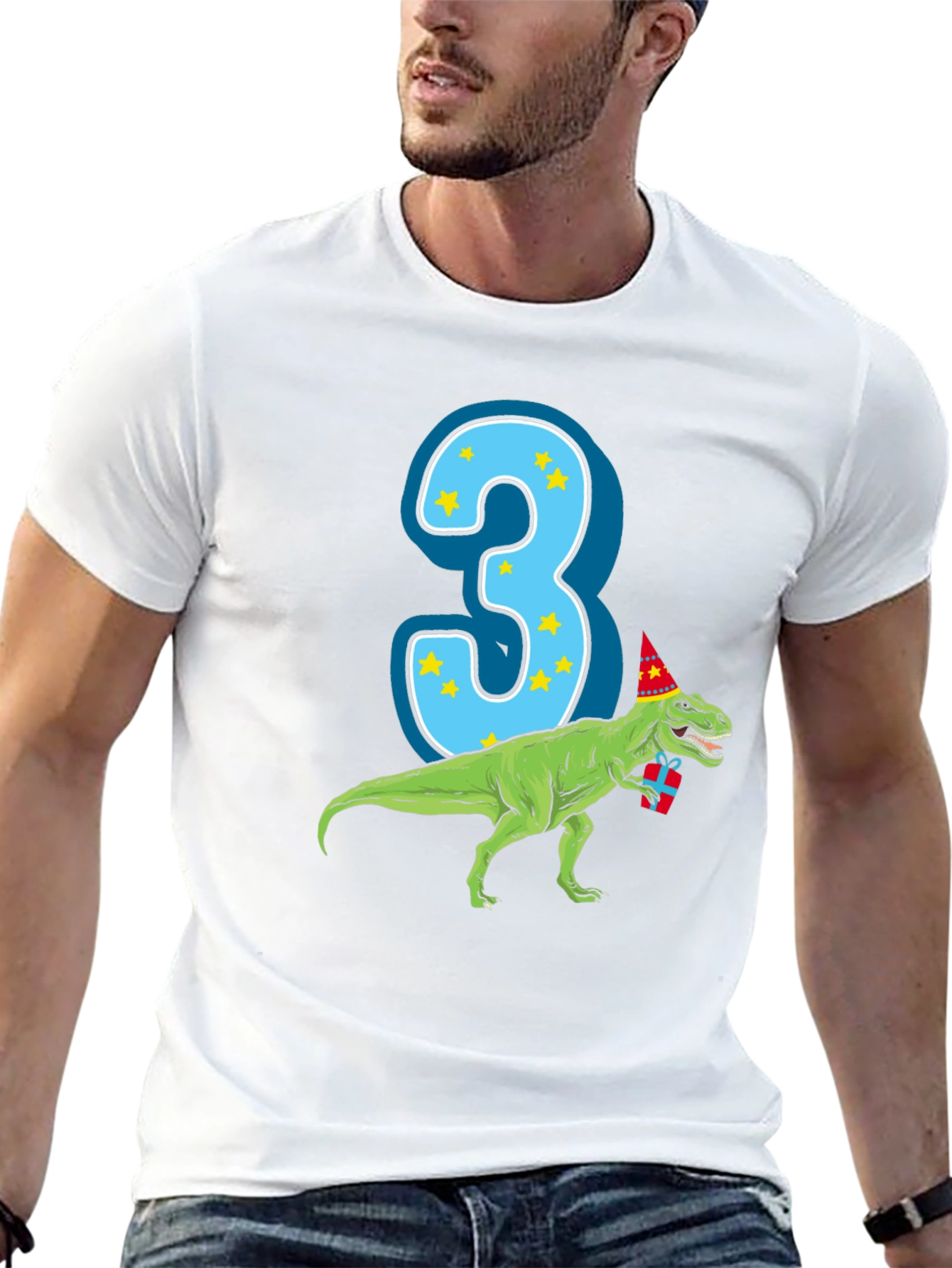 Dino Birthday Boy T-Shirt - Number 3 Dinosaur Tee