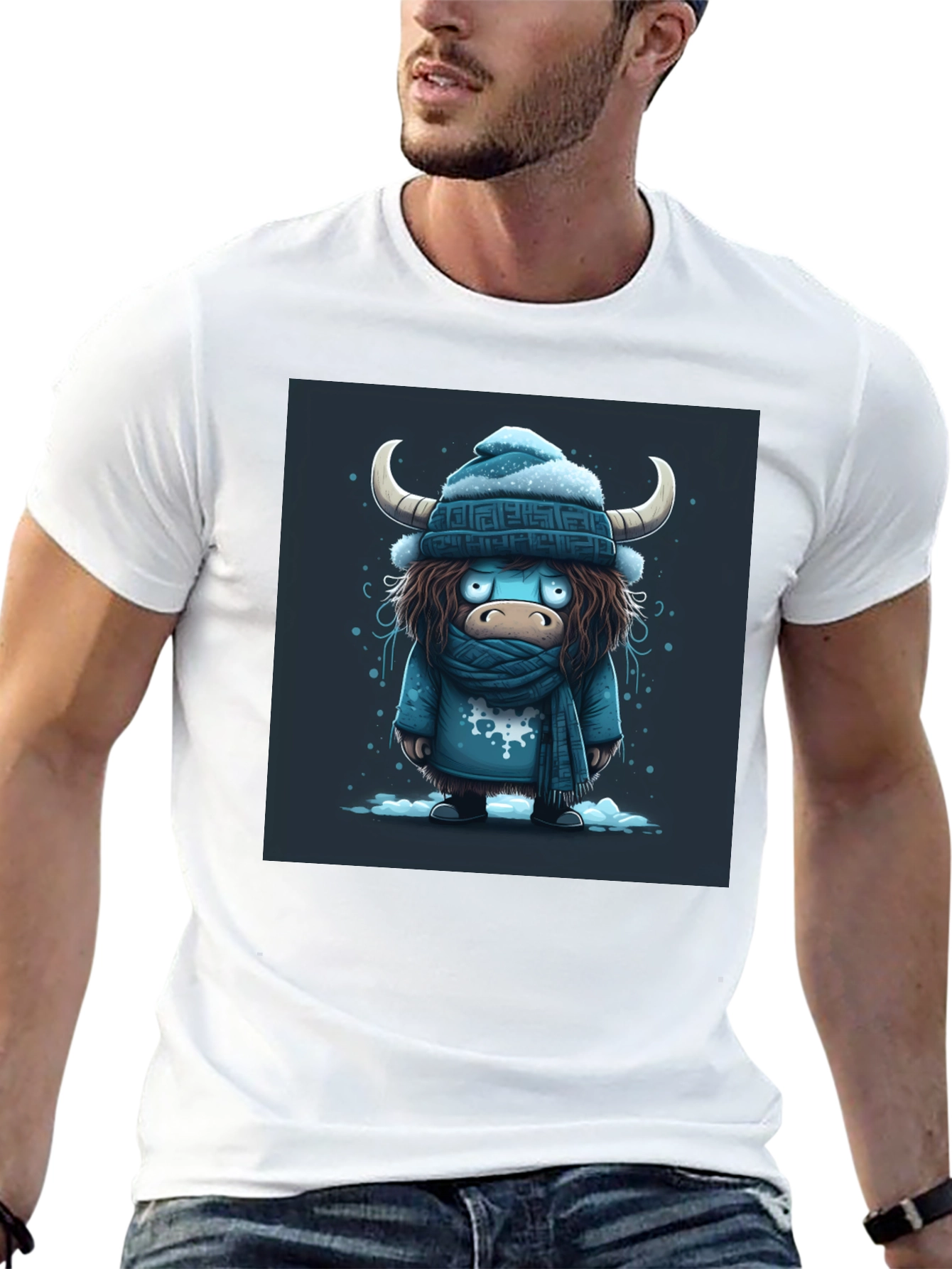 Winter Yak Graphic Tee - Black Cotton T-Shirt